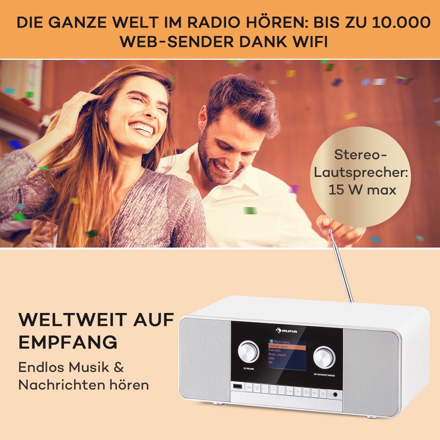 Auna Connect 120 MKII Radio 10 Weiß (DAB+;UKW, W)