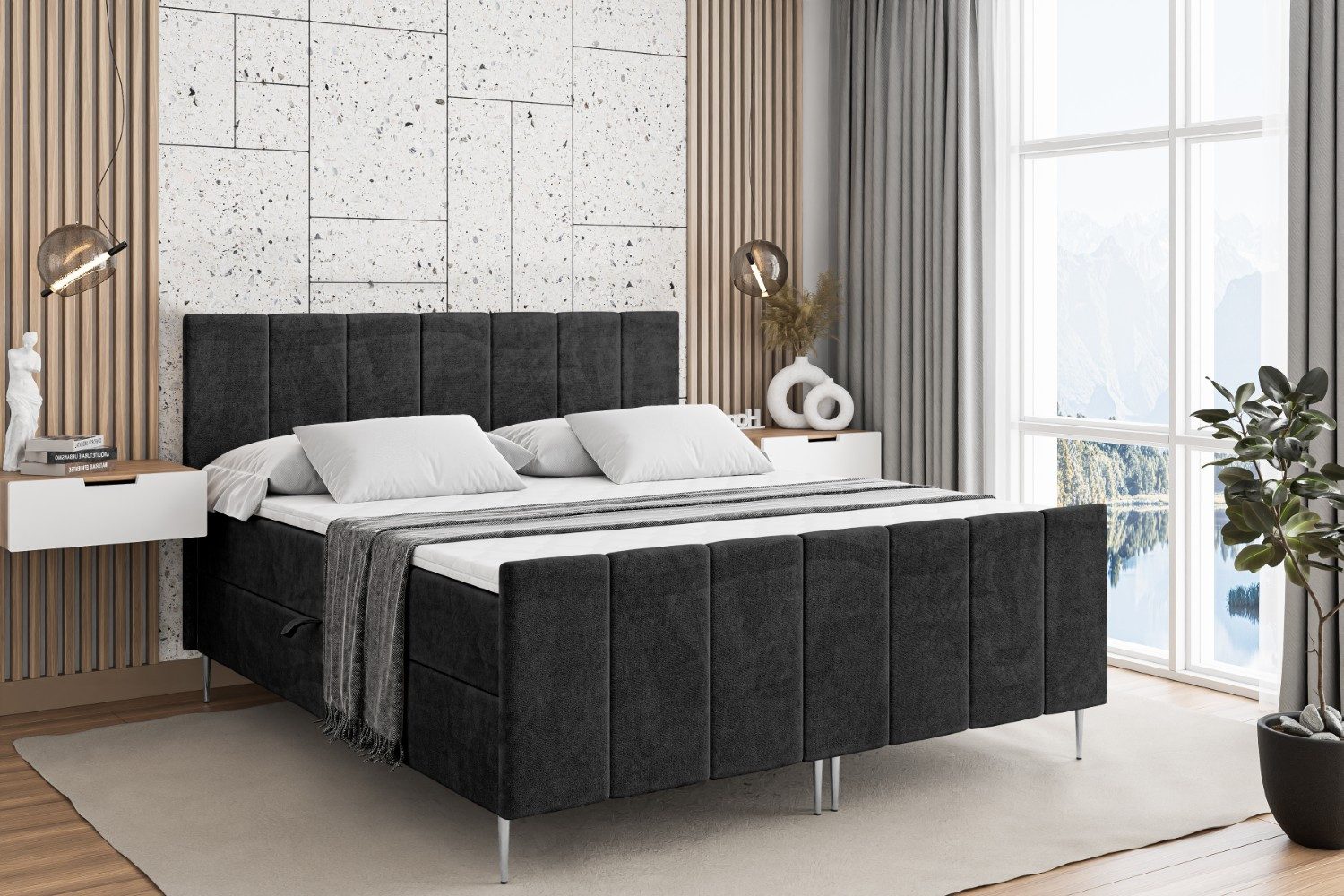 ALTDECOR Boxbett MOETI-F-Z (Multipocket-Matratze H4, H3 Matratze Bonellfederung, Topper, Kopfteil)
