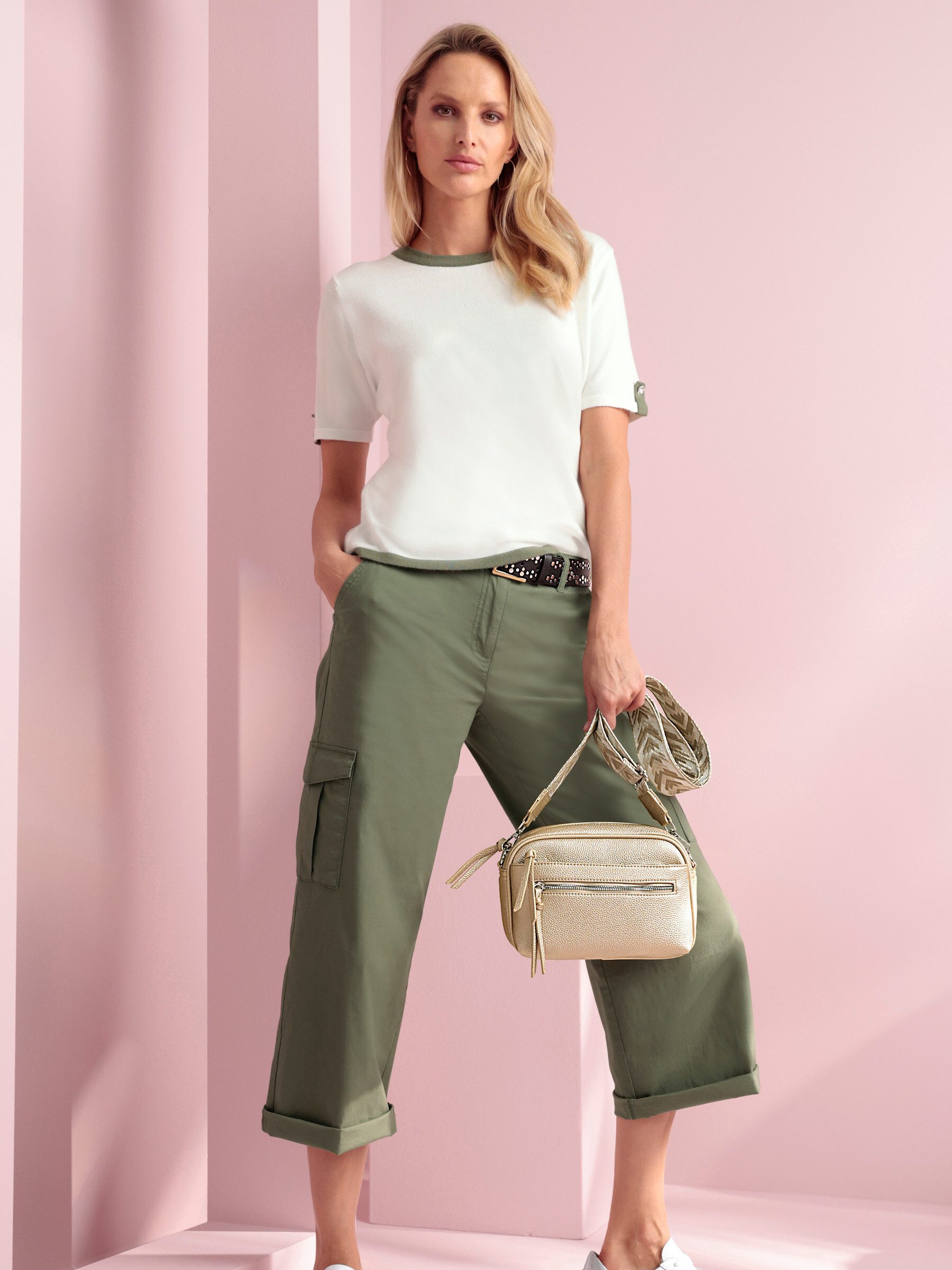 heine Strickpullover Pullover Kurzarm Feinstrick