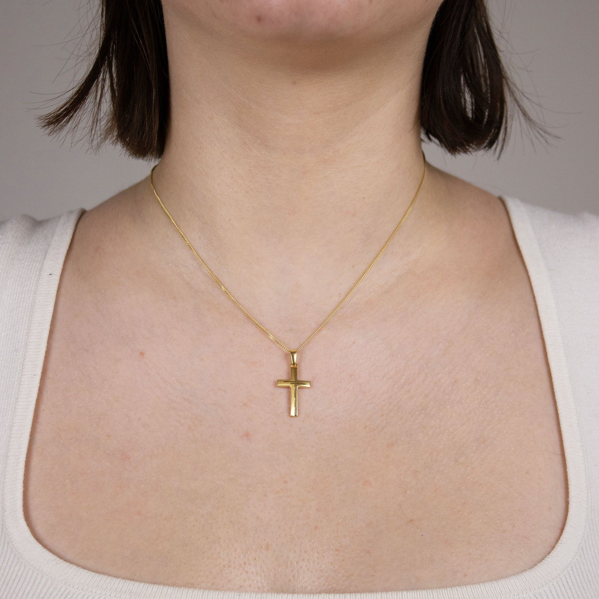 2. Bild von HOPLO Kette mit Anhänger »Anhänger Kreuz 585 14 Karat Gold mit massiver Goldkette 1,1 mm 585-14 Karat Gold Juwelier Qualität« (inkl. Schmuckbox), Made in Germany