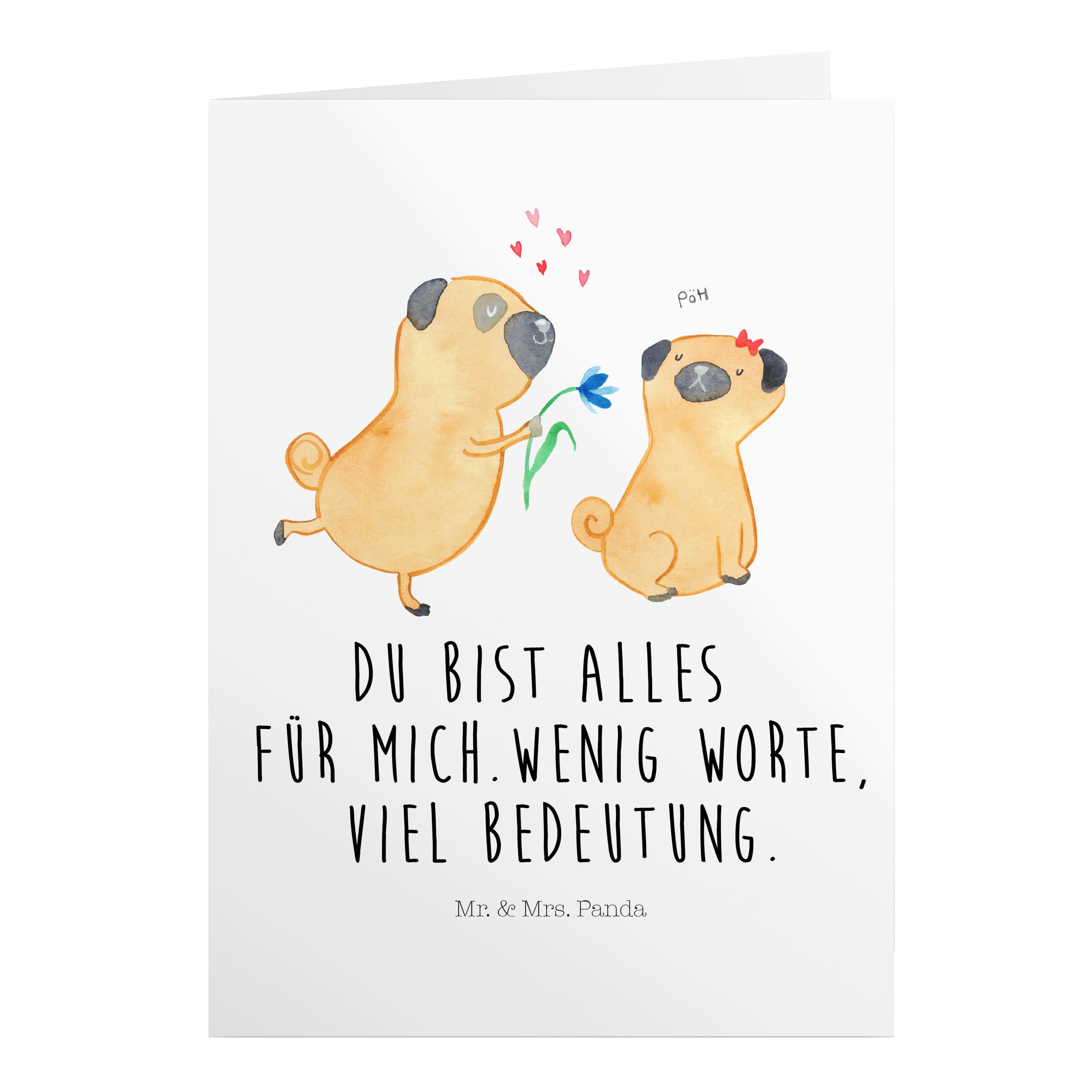 Mr. & Mrs. Panda Grußkarte »Mops verliebt Weiß Geschenk