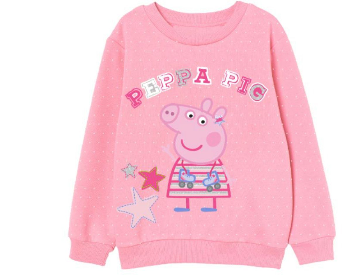Peppa Pig Sweater Peppa Wutz Baumwolle, bis Rosa 92 Pullover 100% 116, Kinder Baby Pulli Gr