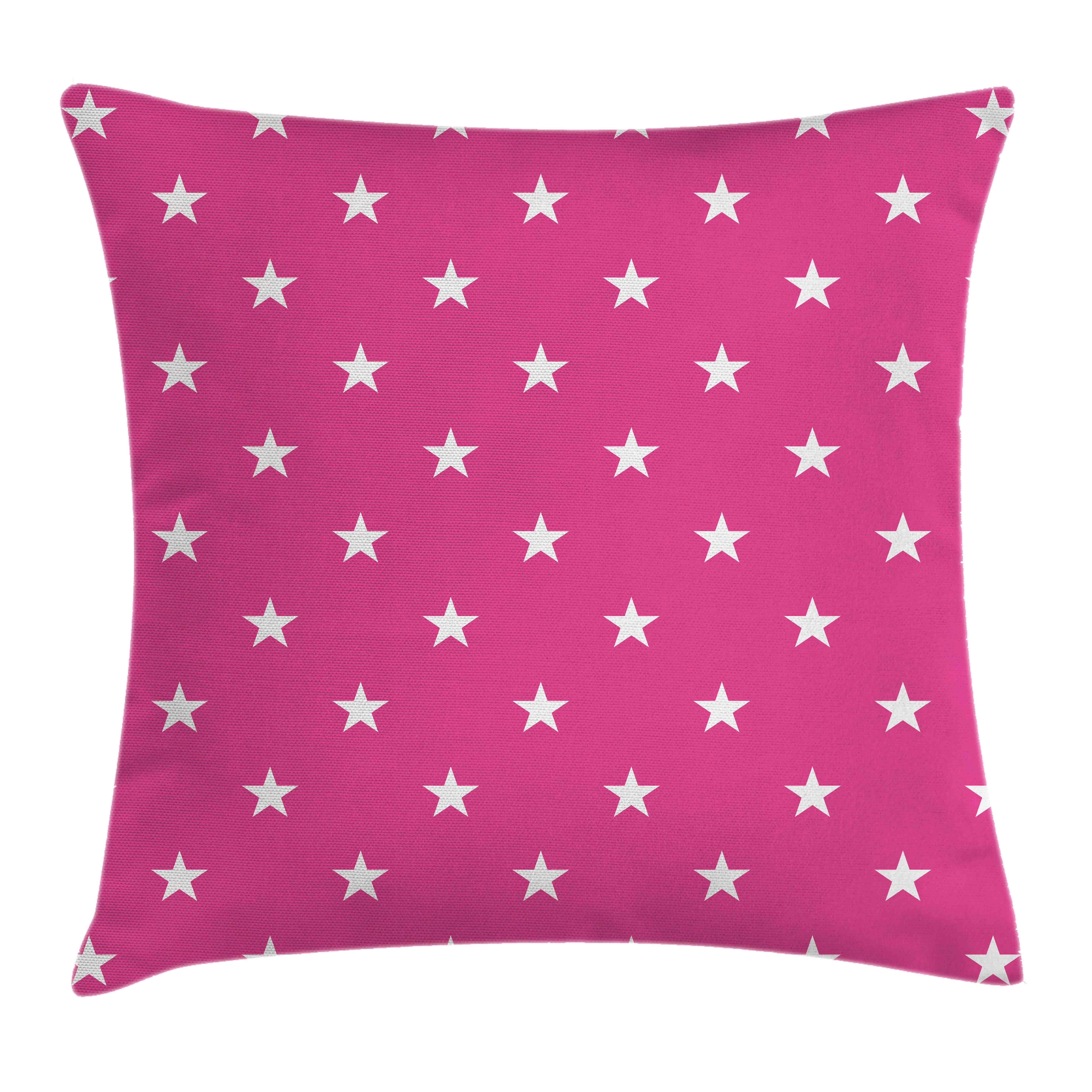 Kissenbezüge Waschbar mit Reißverschluss Kissenhülle mit Farbfesten Klaren Farben Beidseitiger Druck, Abakuhaus (1 Stück), Hot Pink White Stars Girlish