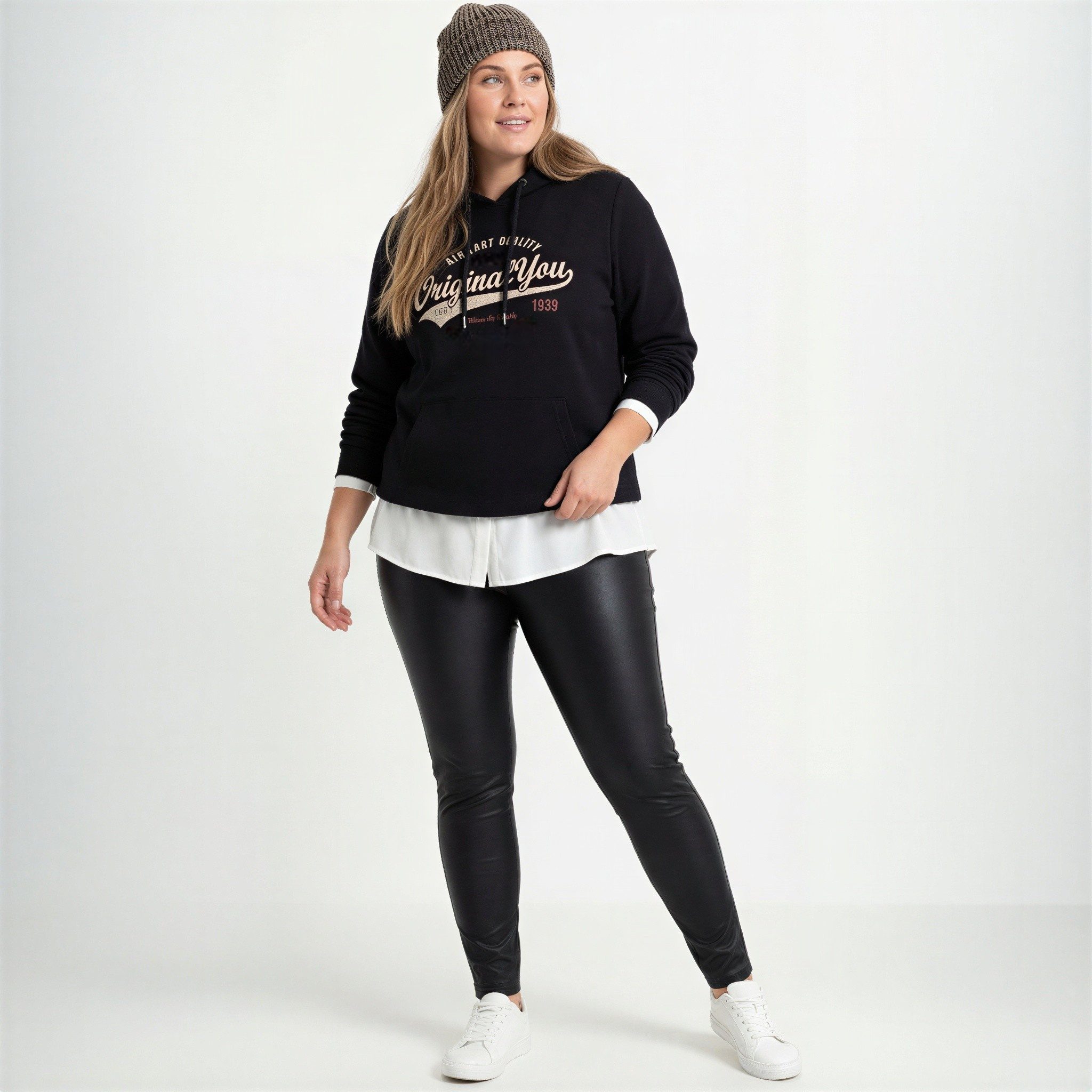 Aurela Damenmode Thermoleggings Damen Leder Hose gefütterte Leggings Kunstleder extra Slim, breiter Gummizug, moderner 5 Pocket-Style