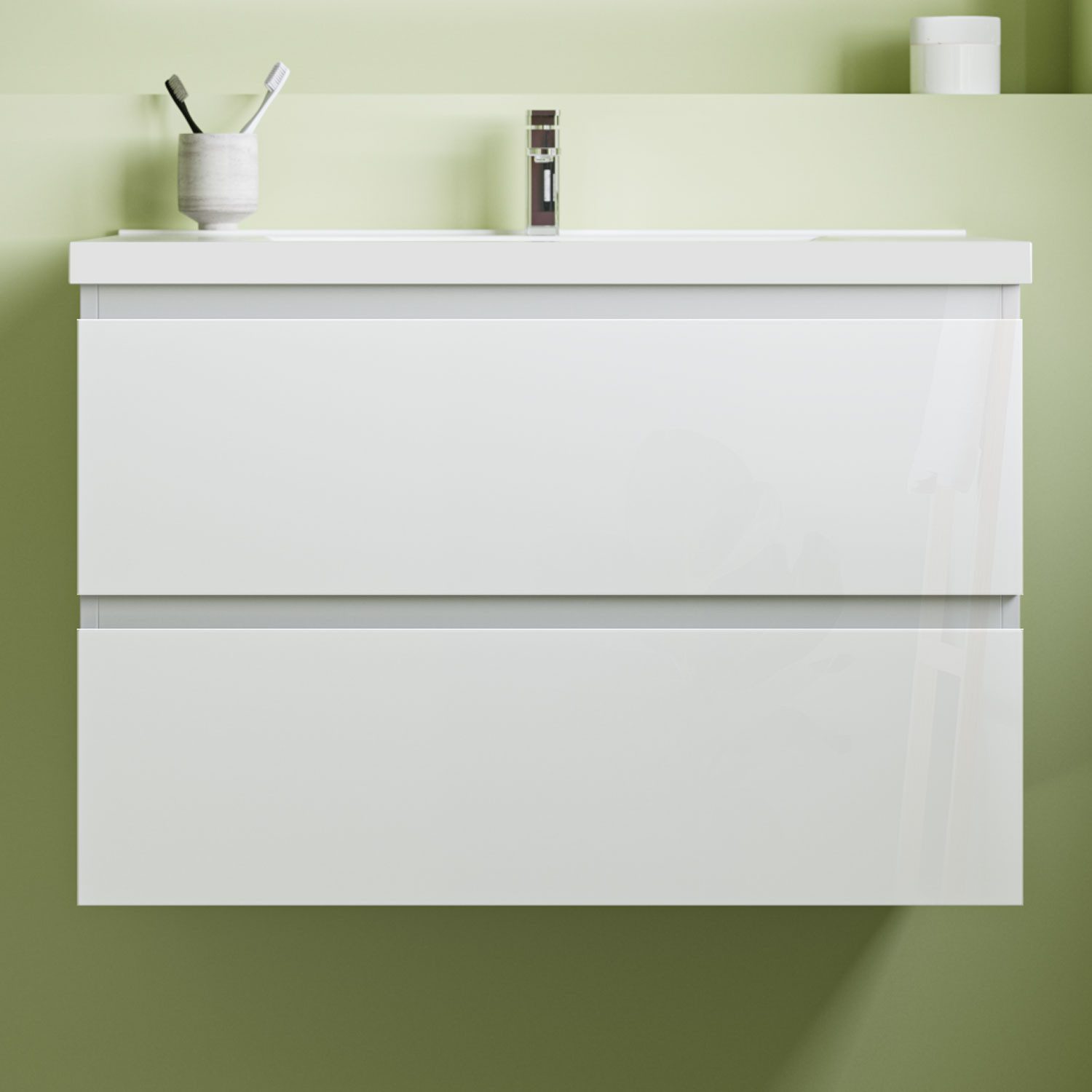 Thumbnail - Aica Sanitär Waschtisch Badezimmerschrank Unterschrank Badmöbel Badschrank mit Waschbecken