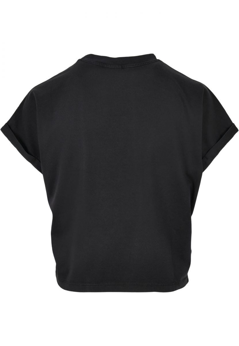 URBAN CLASSICS Rundhalsshirt Ladies Short Pigment Dye Cut On Sleeve Tee Dam günstig online kaufen