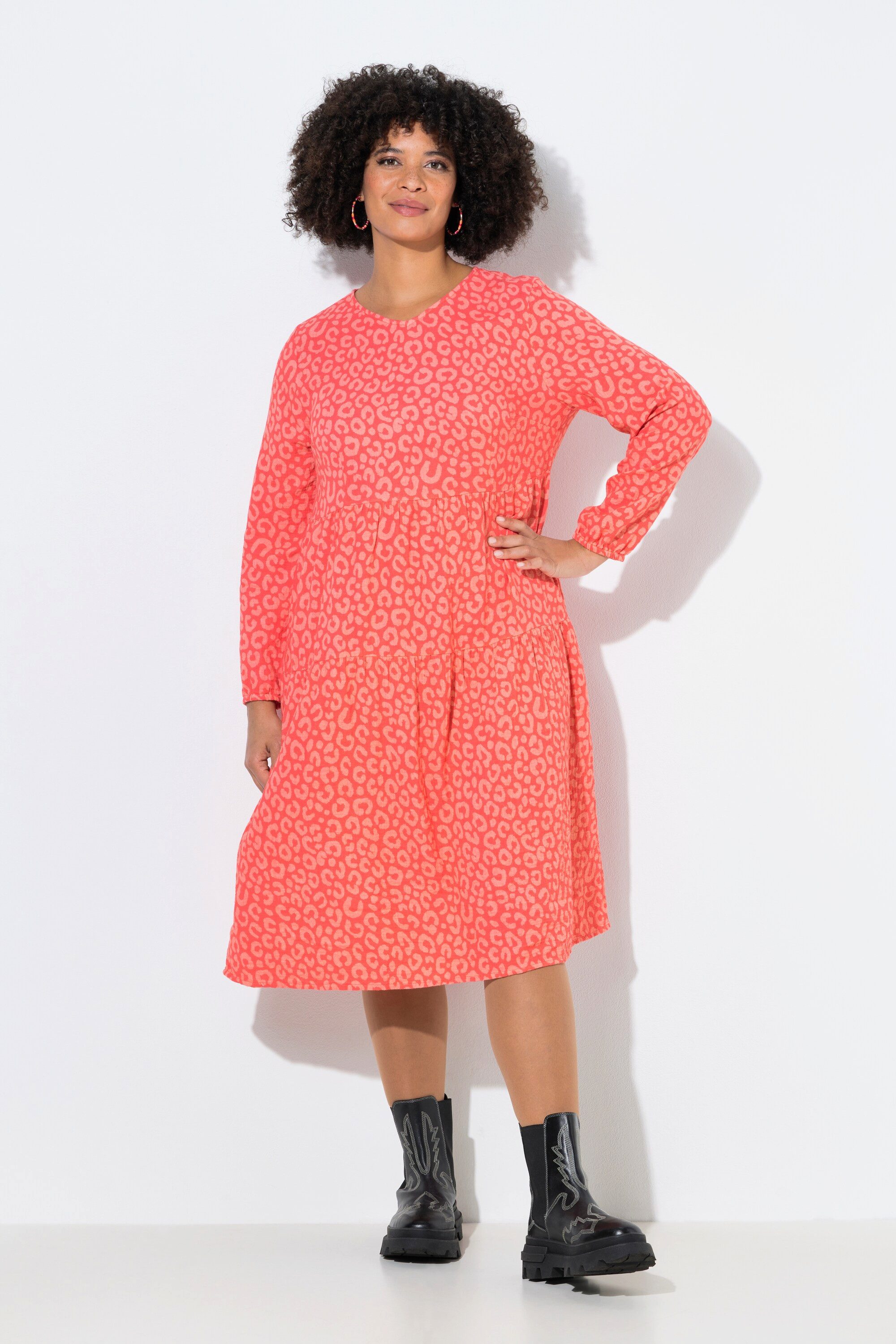 Angel of Style Jerseykleid Midikleid A-Linie Musselin Leomuster