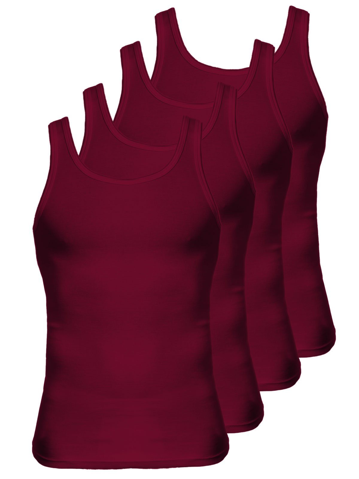 Herren - 4-St) 4er Achselhemd rubin Sparpack (Spar-Set, Unterhemd KUMPF Bio Cotton