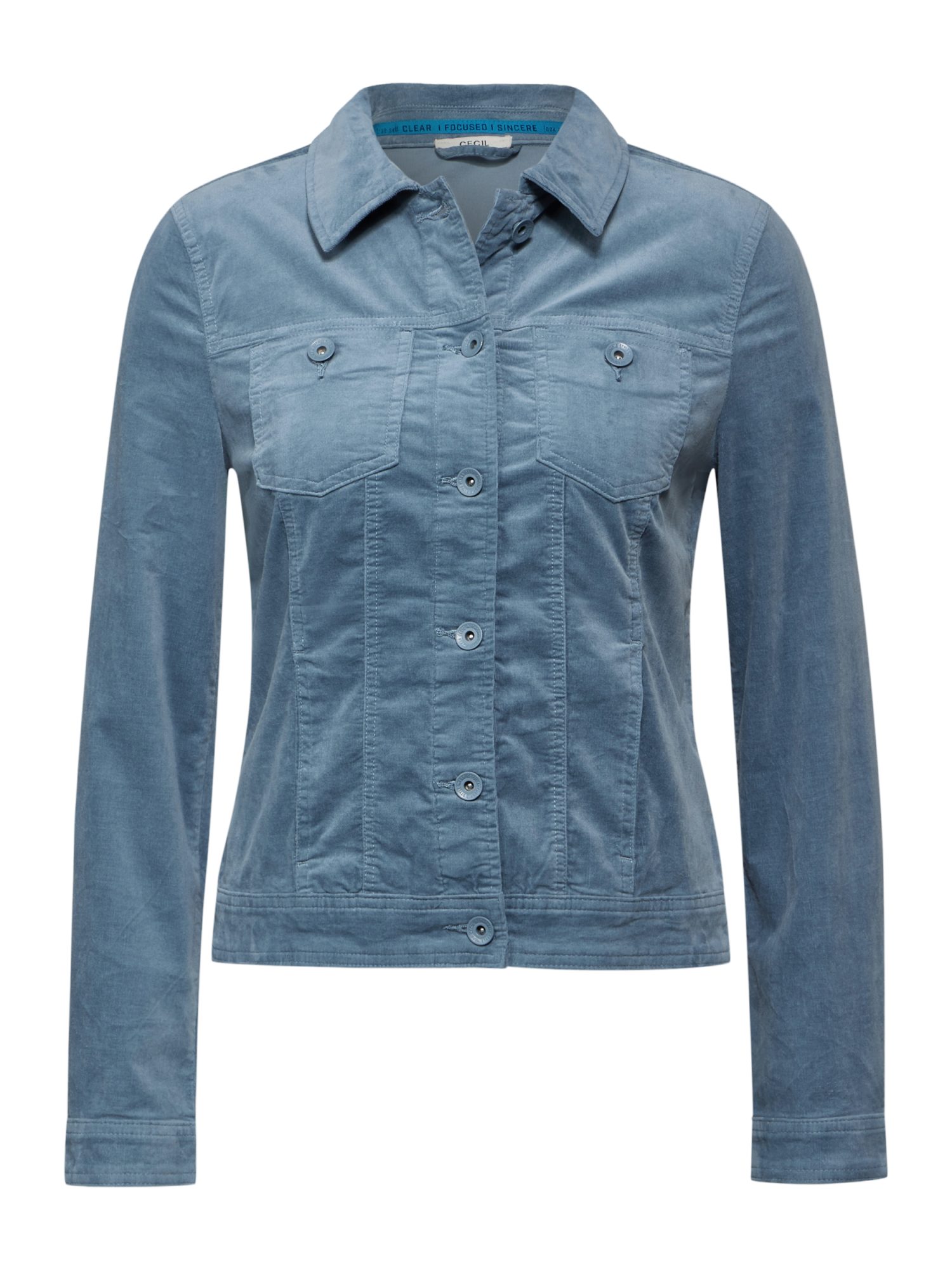 CECIL Jackenblazer blau,Casual,Baumwolle,Unifarben,Hemdblusenkragen,Lang,Regular Fit