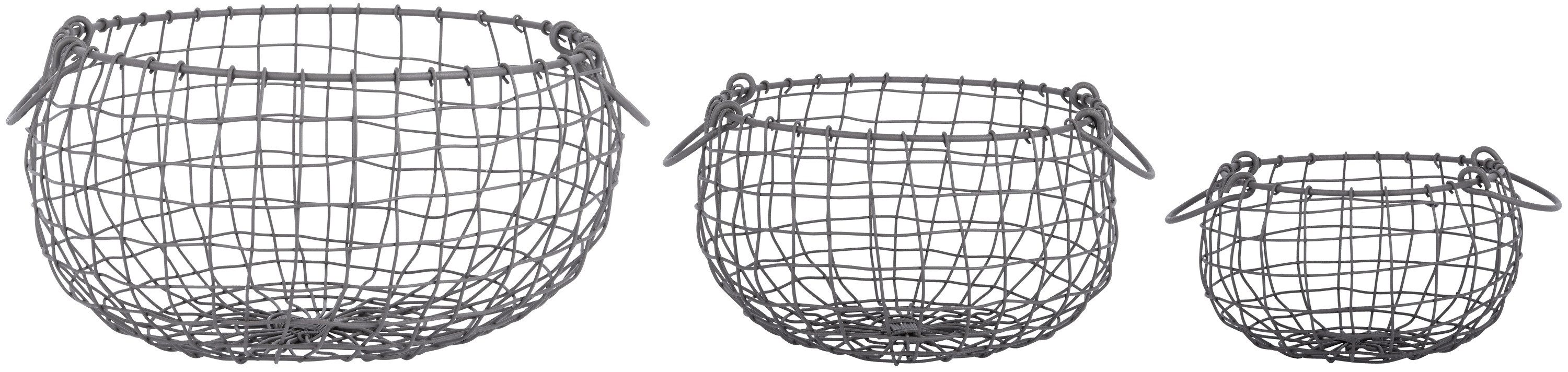 esschert design Dekokorb Draht Korb GROSS rund Ø32 cm Griffe Dekoration Garten (1 x Drahtkorb) – Bild 2 von 2