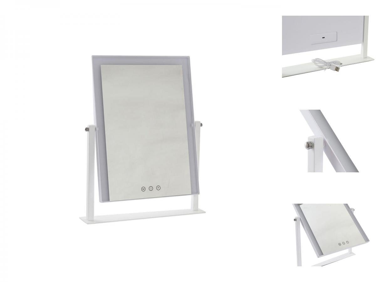 DKD Home Decor Spiegel LED Tischspiegel DKD Home Decor Metall Weiß 35 x 2 x 45 cm