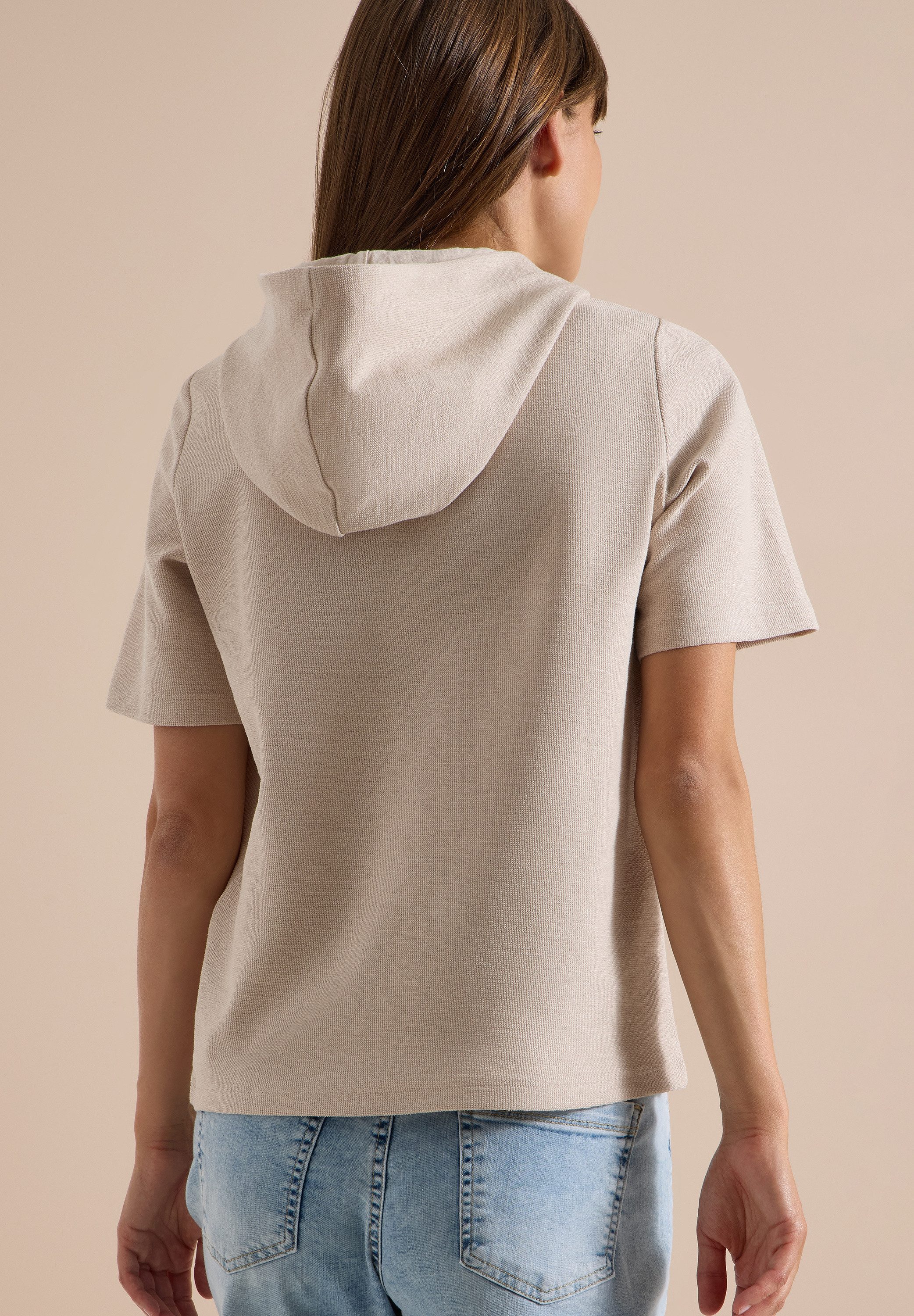 CECIL Kapuzenshirt in Slub-Yarn-Optik, mit Print, Baumwollmix