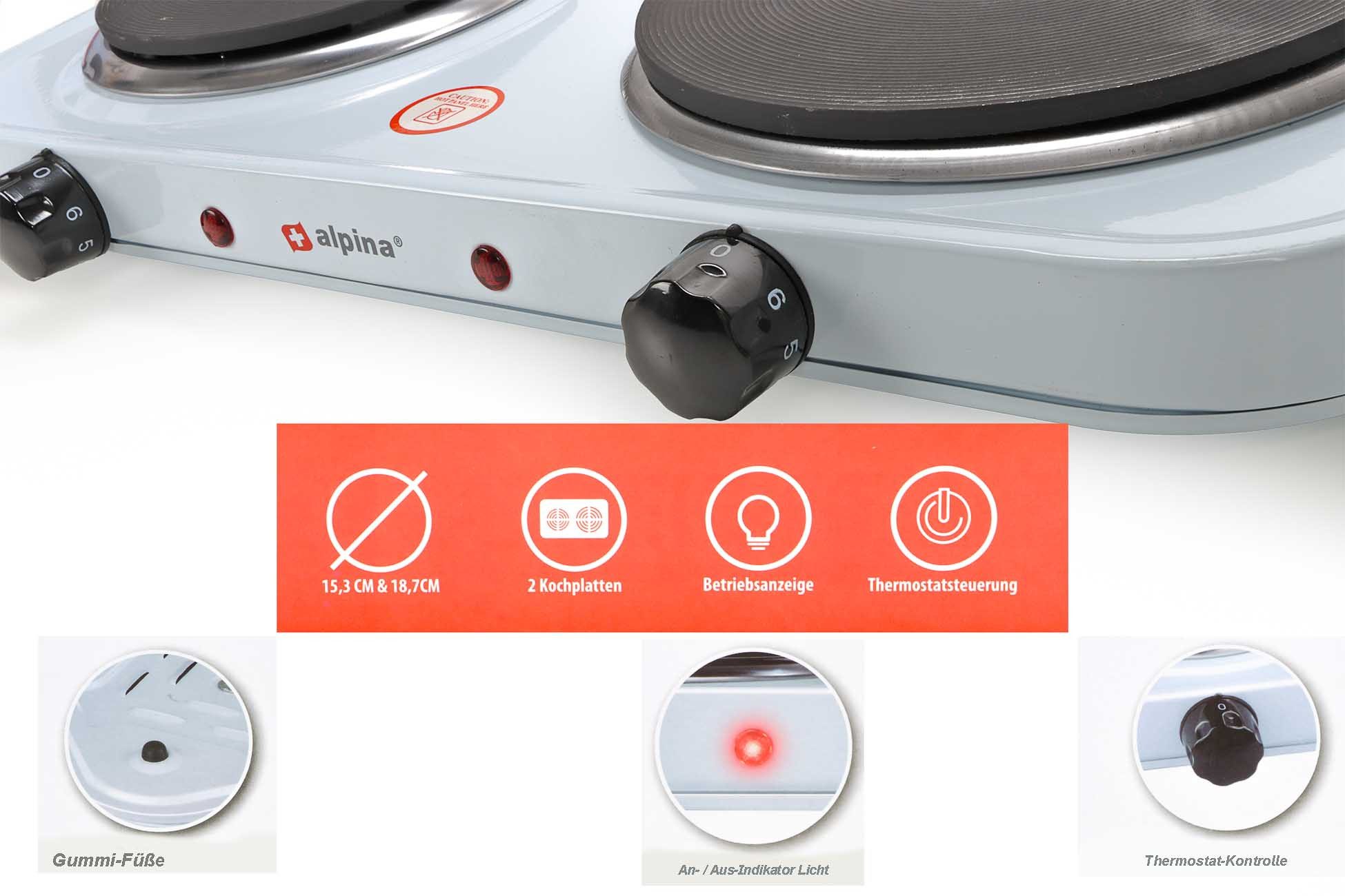 Bubble-Store Doppelkochplatte Elektro Kochplatten mit Stromkabel, Kochfeld, Herdplatte