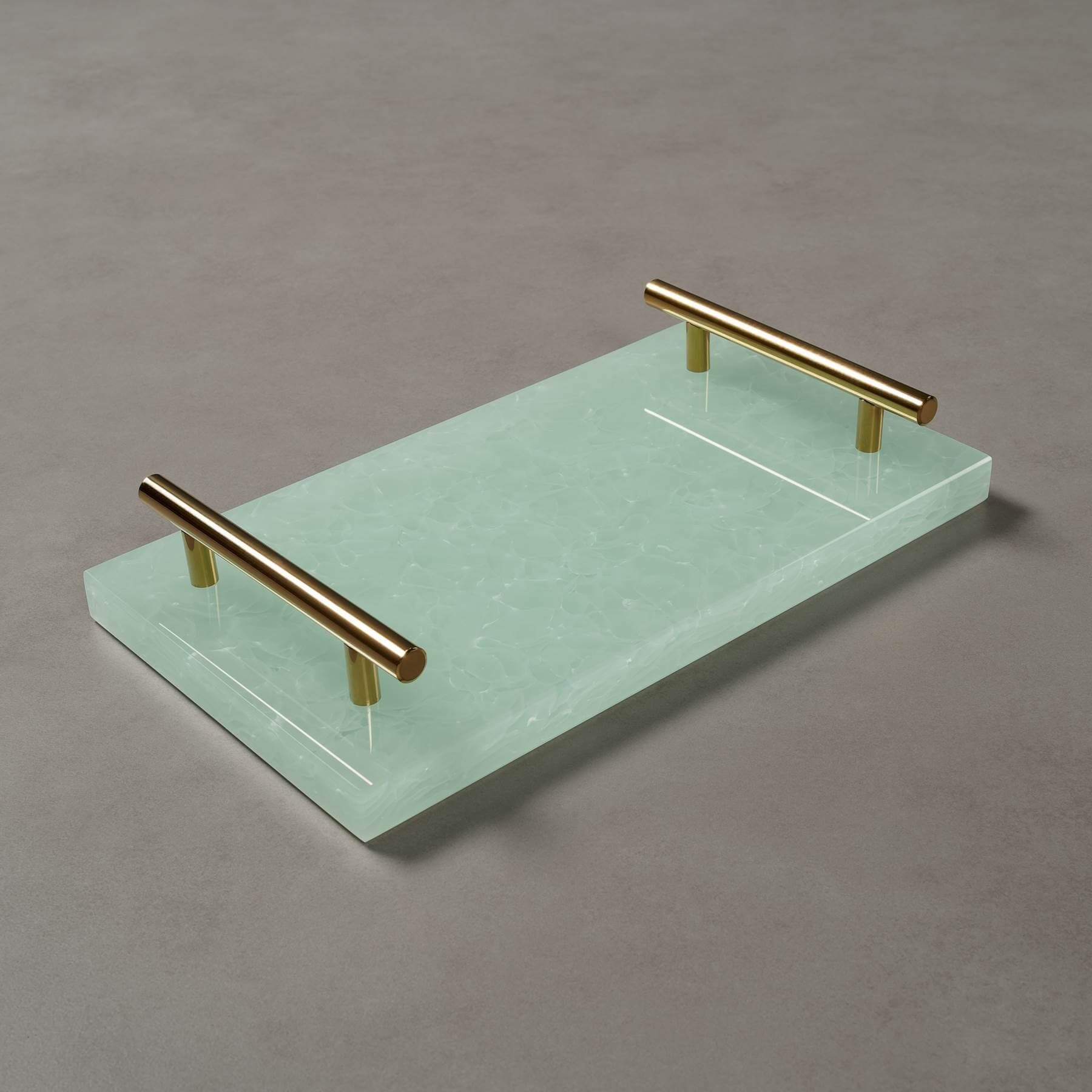 MAGNA Atelier Dekotablett NOTTING HILL mit GLASKERAMIK, Tablet, silber gold Metallgestell, 30x17x5cm Jade Green