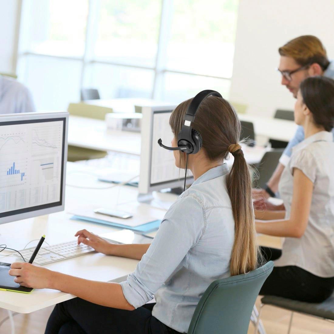 Hama PC-Office-Headset "HS-P350", Stereo, Schwarz Headset