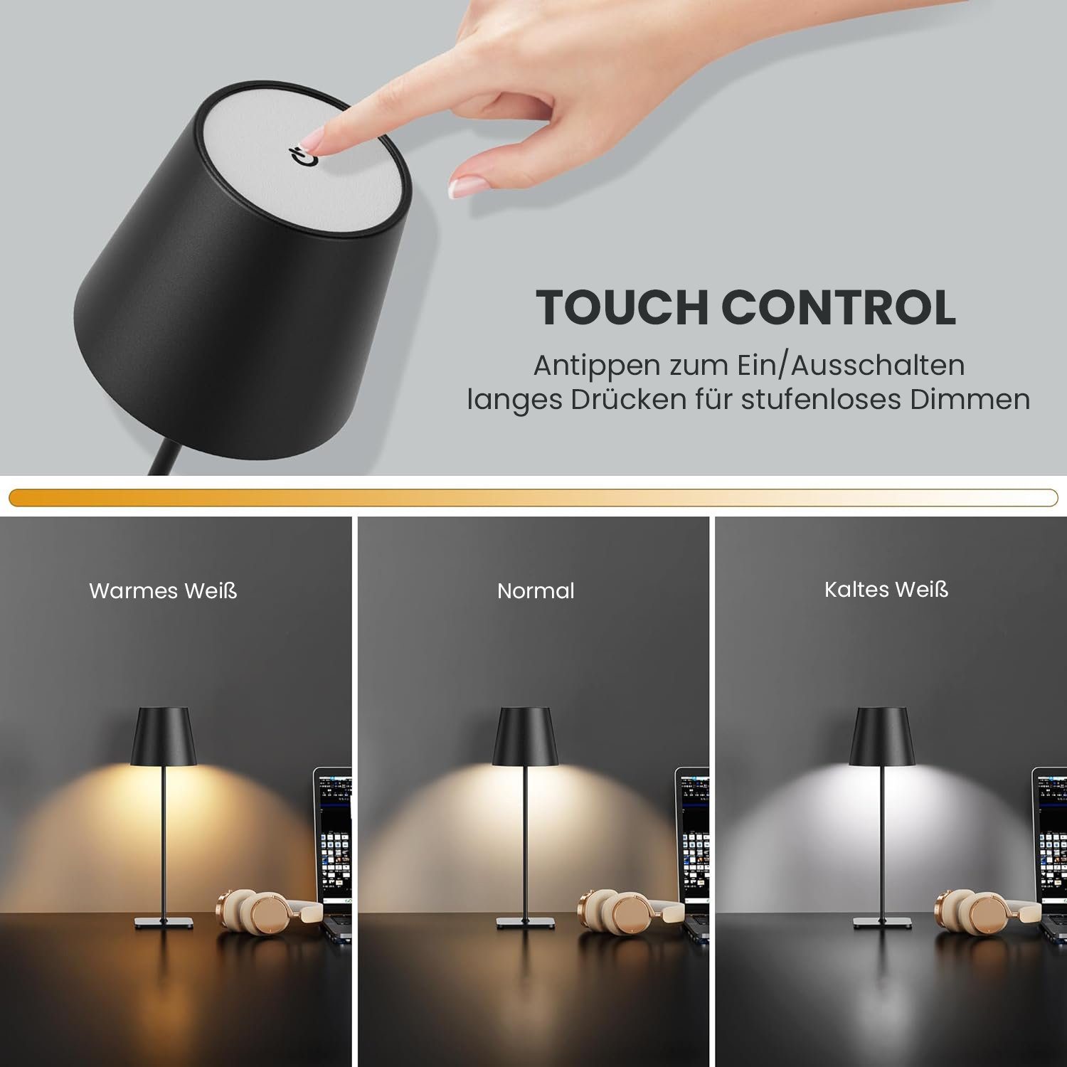 Vivitar LED Tischleuchte mit 3 Farbtemperaturen -Wiederaufladbar,Touch-Dimm günstig online kaufen
