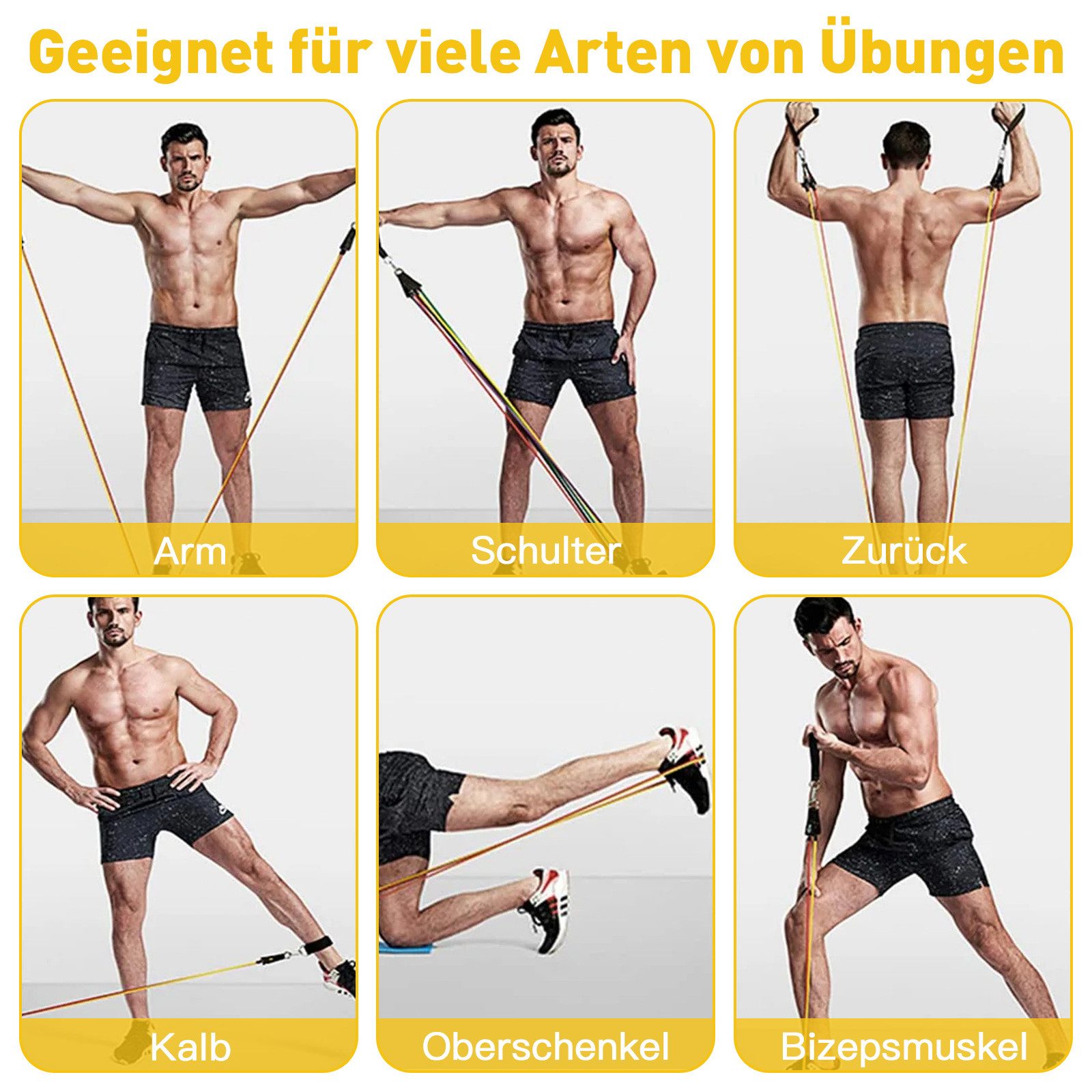 inschimmer Trainingsbänder Widerstandsbänder Fitnessbänder Set bis 200LBS für Ganzkörpertraining