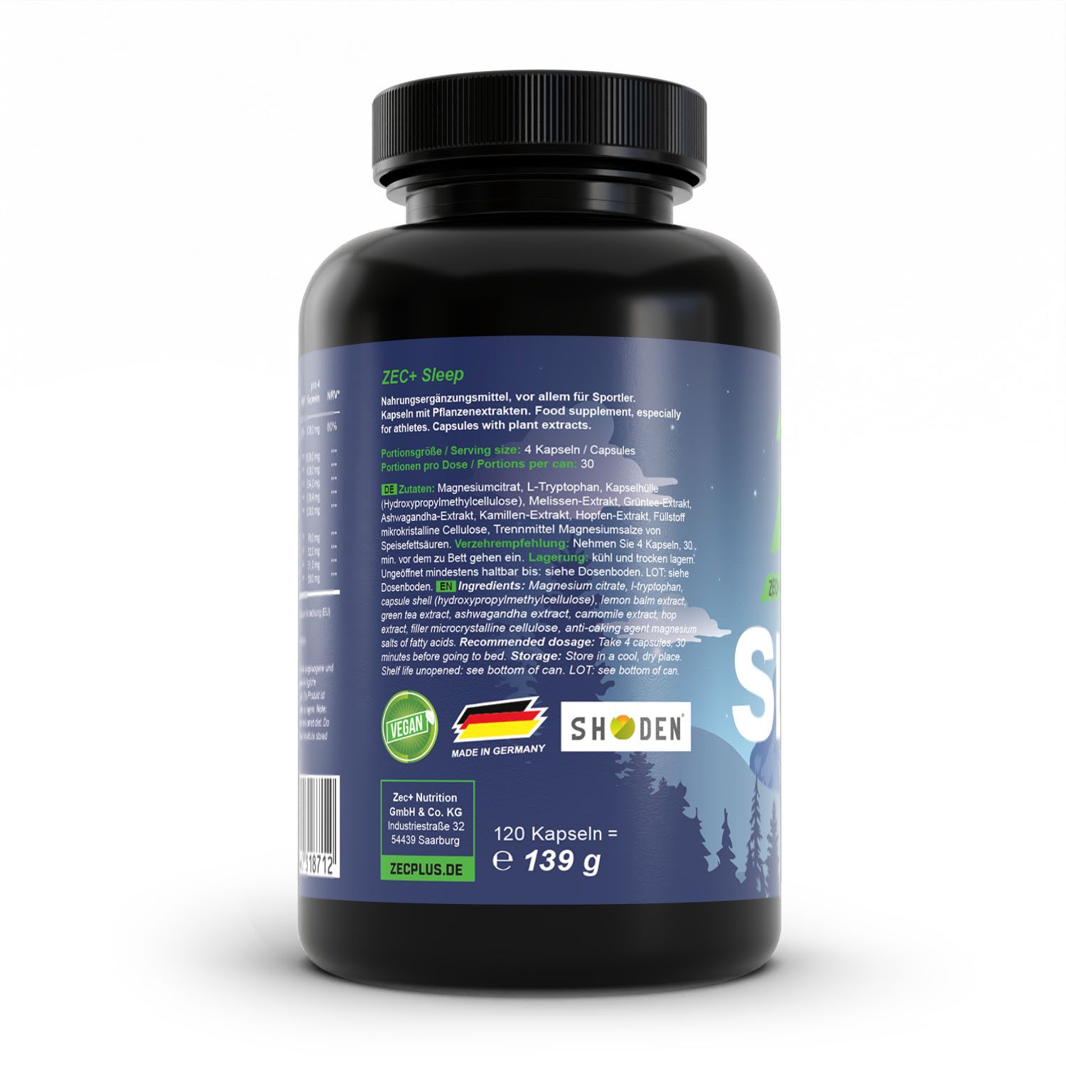 Zec+ Nutrition ZEC+ SLEEP, 120 Kapseln Kapsel