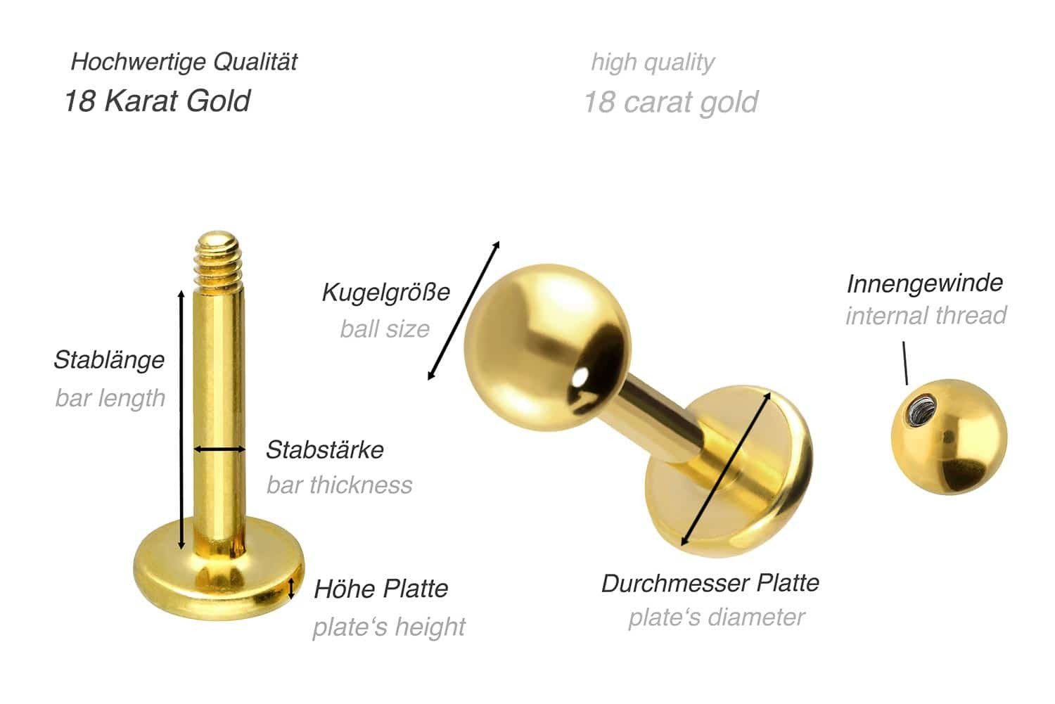 PIERCINGLINE Piercing-Set 18 Karat Gold Labret günstig online kaufen