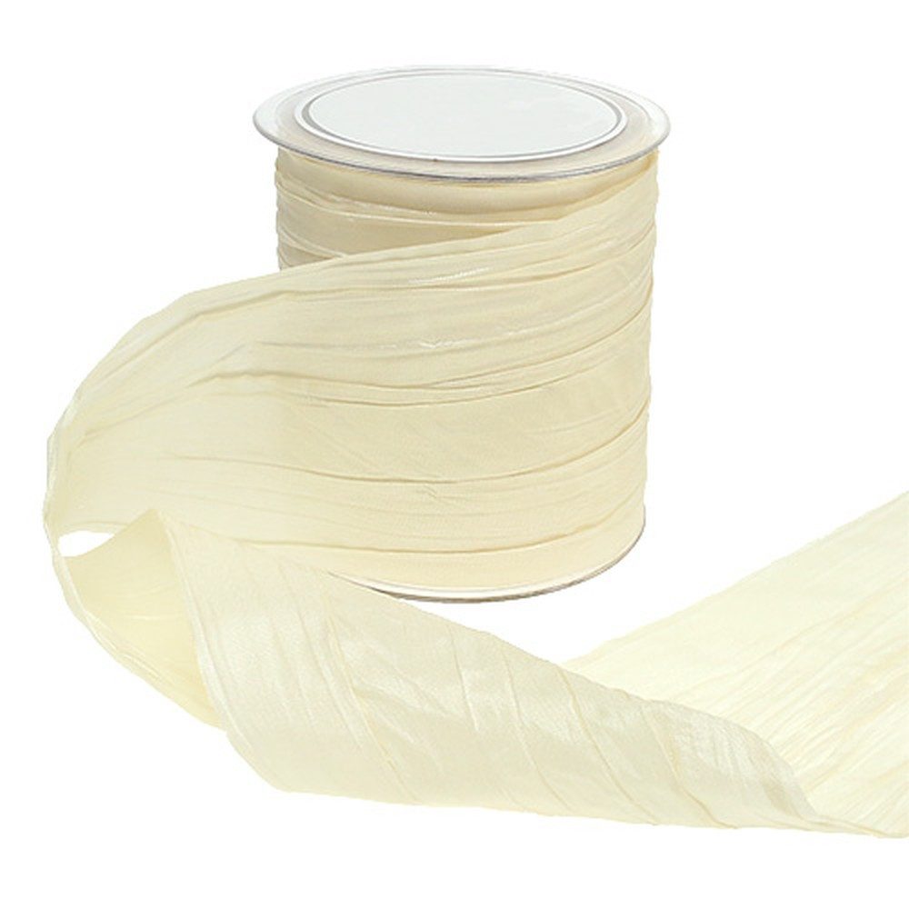 Mabella Decorbänder Tischläufer Tischband Creme Crash 100mm x 15m für Hochzeit Tischdeko &