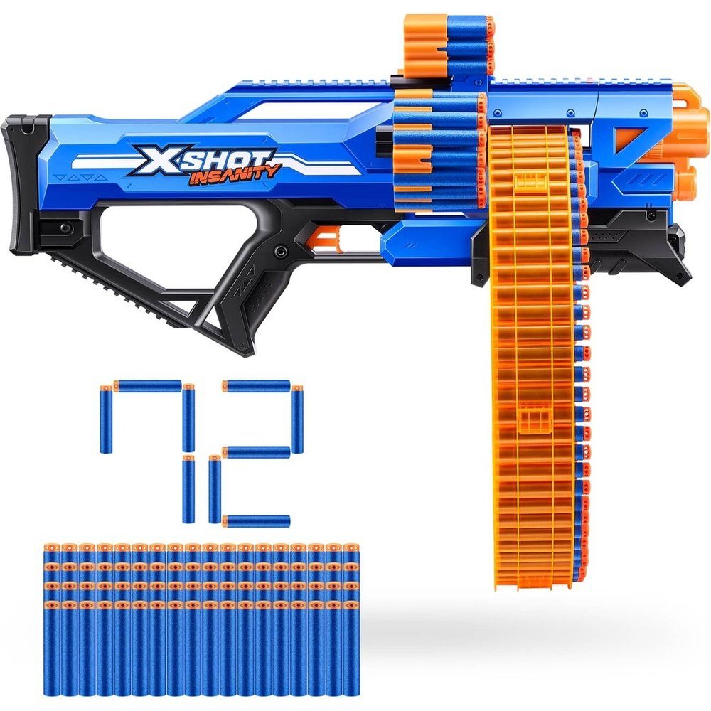 ZURU Blaster Insanity Mega Barrel, Model 36609, Schaumstoff-Blaster, (72-tlg), 72 x X-Shot Darts