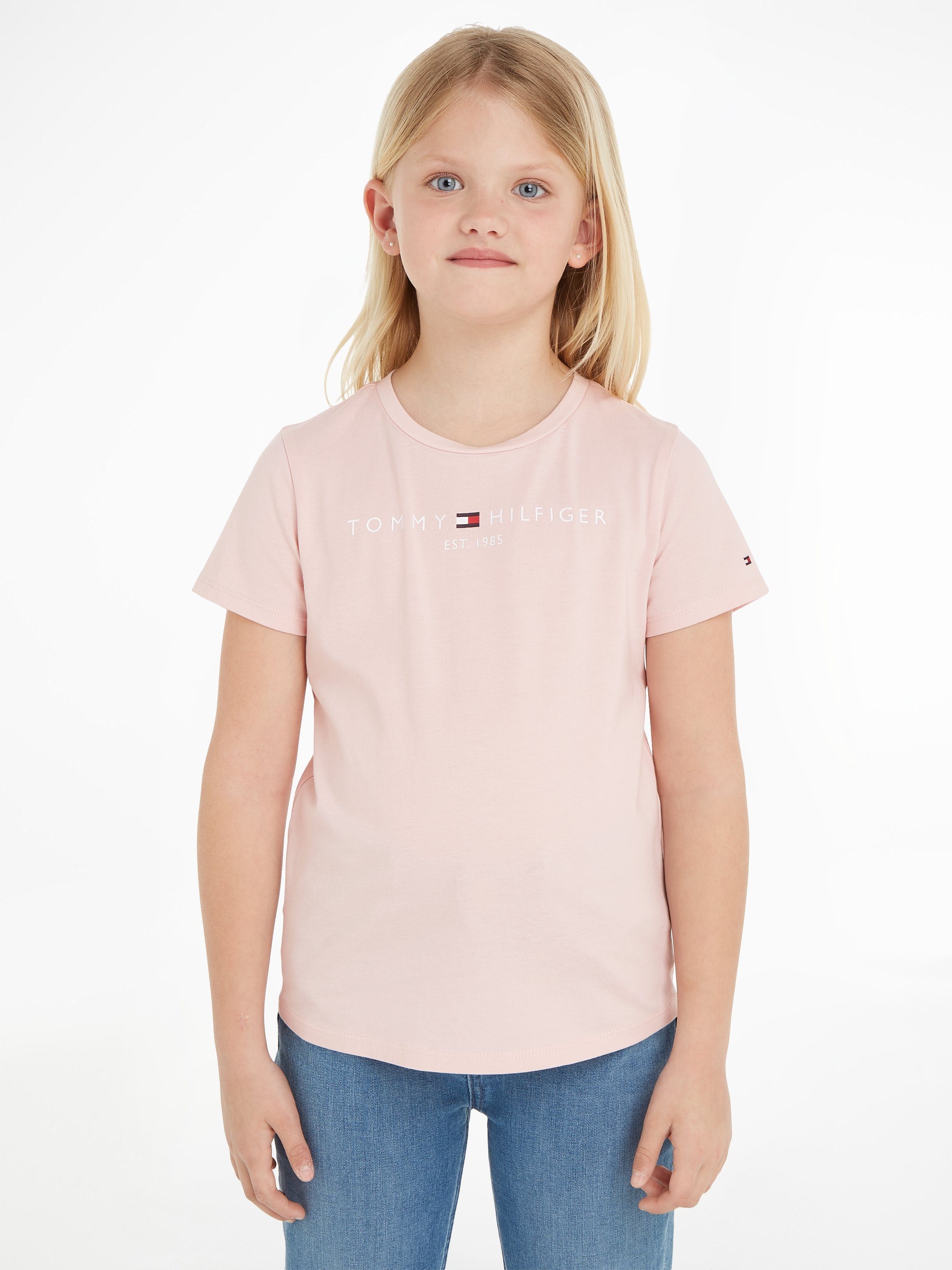 Tommy Hilfiger Kurzarmshirt ESSENTIAL TEE S/S (1-tlg) mit farbharmonischen Nähten Whimsy Pink