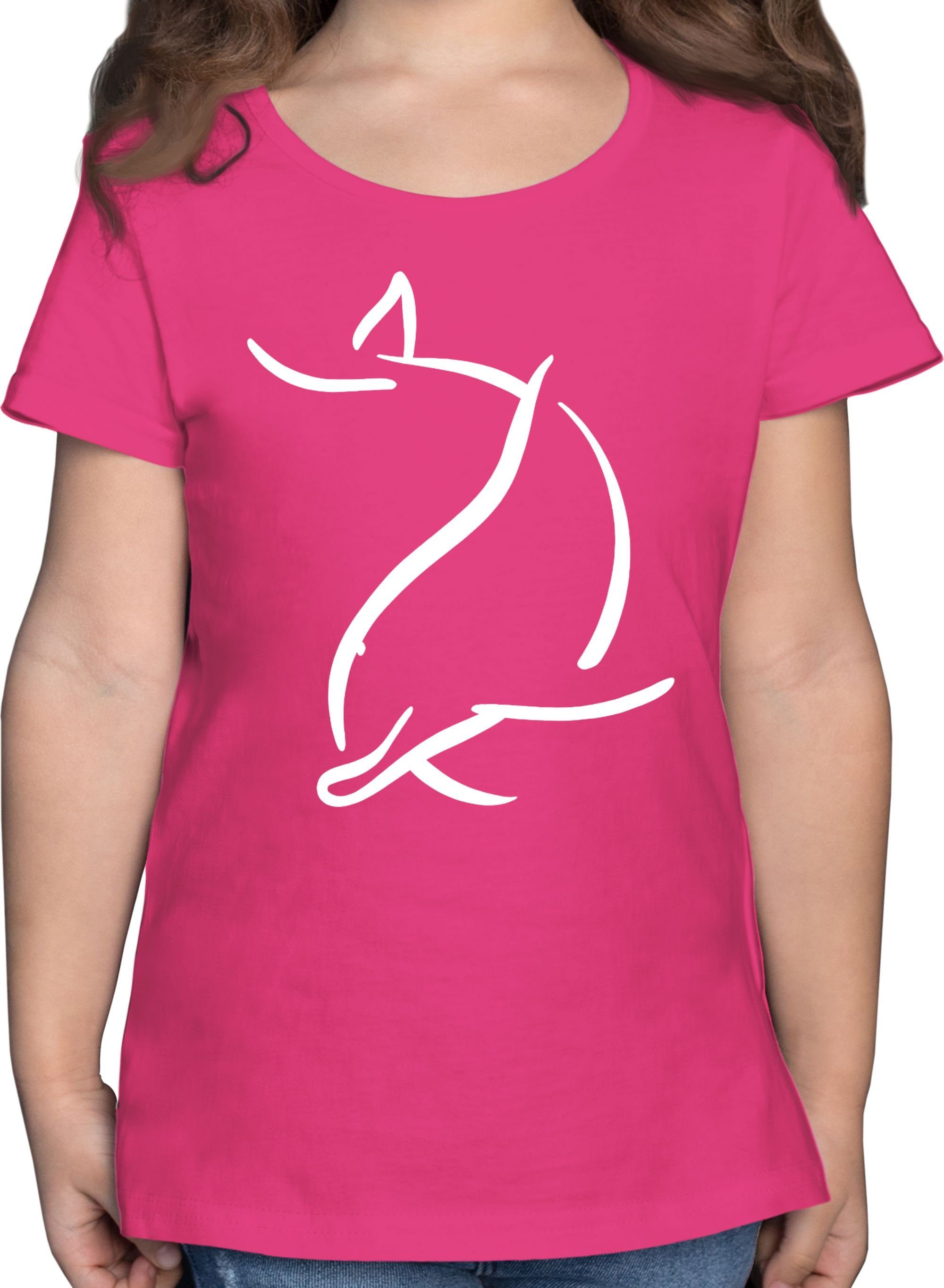 Shirtracer T-Shirt Simpler Delfin Tiermotiv Animal Print 3 Fuchsia