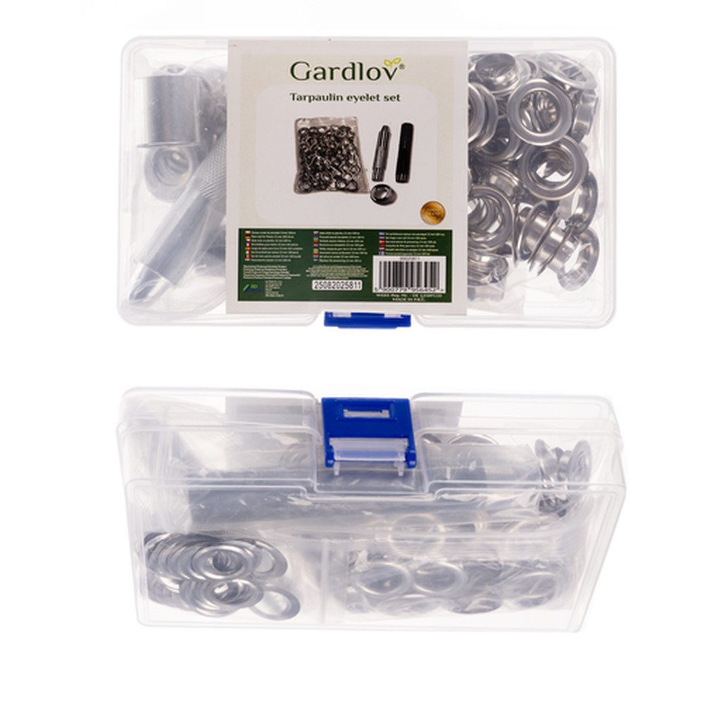 Gardlov Öse Planenösen Ösensatz 10/20mm (Spar-Set, 100-St., einfache Installation), Kompakter Organizer-Koffer sorgt für Ordnung, Übersicht