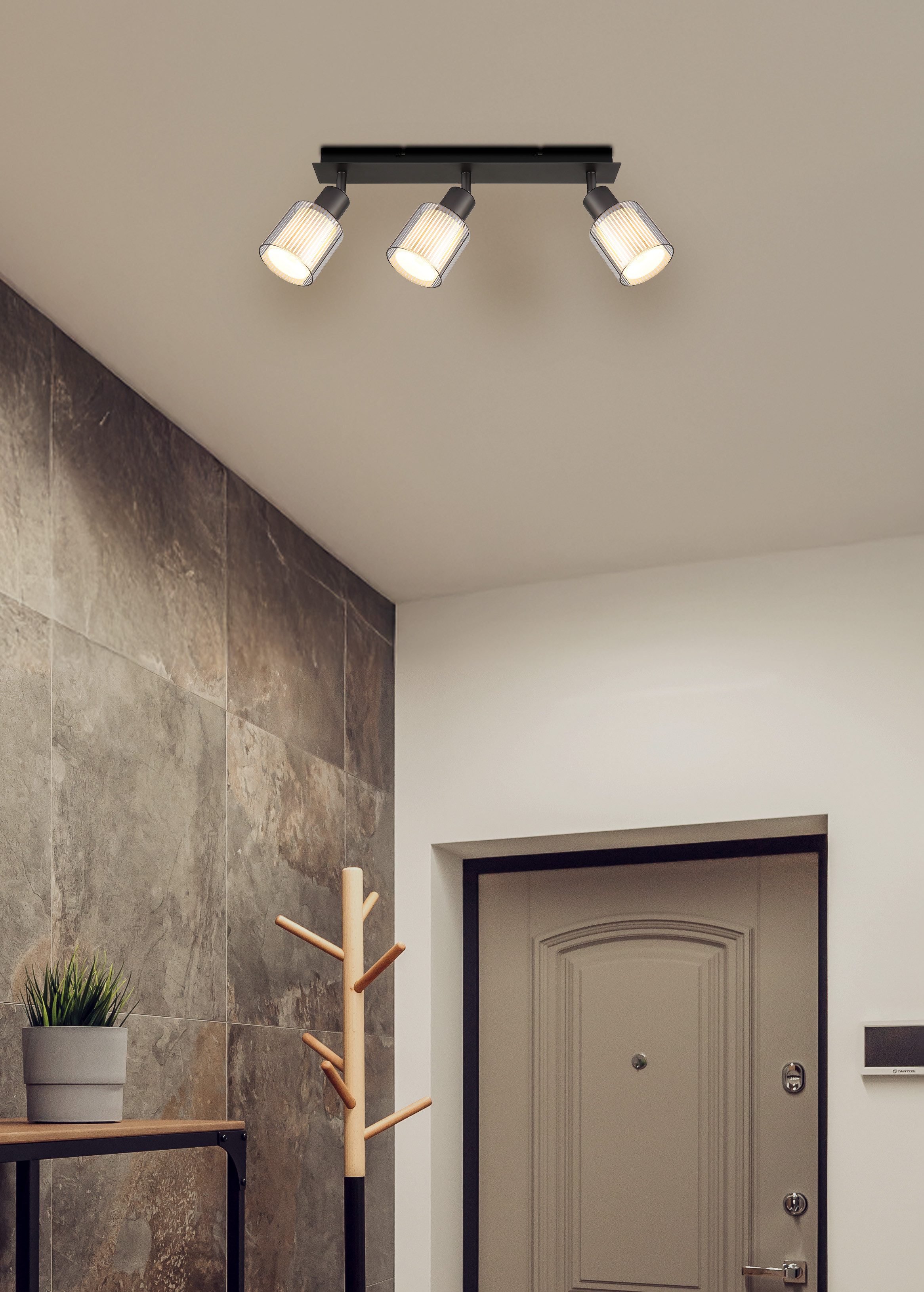 GLOBO LIGHTING Deckenspot VILLEGAS, ohne Leuchtmittel, Strahler Schwarz-Chrom, Glas opal/verchromt, dreh-/schwenkbar, E14