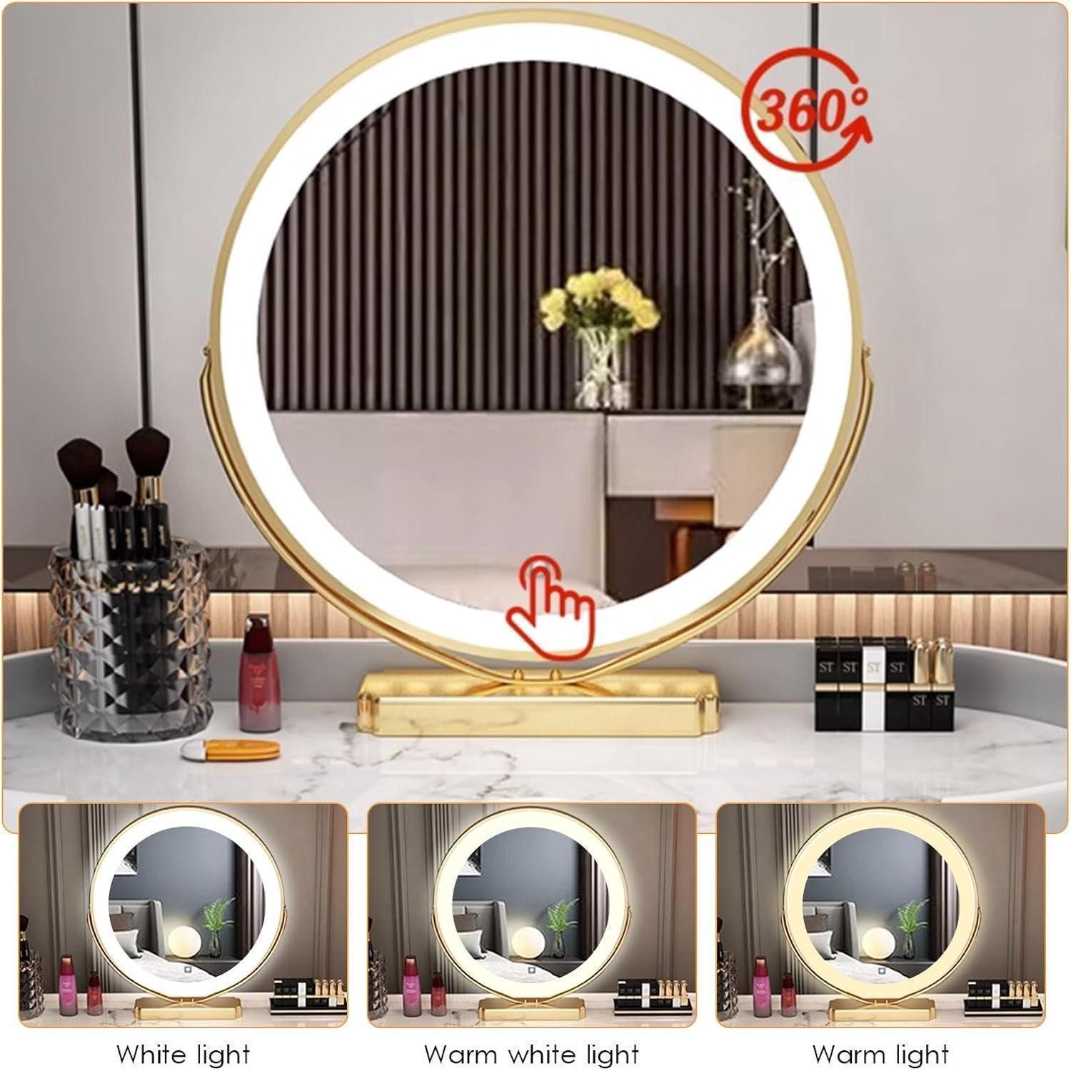 LuxusKollektion Schminktisch Schminktisch Set Weiß 100cm Granitplatte Spiegel in Lederoptik (1-St) – Bild 3 von 5