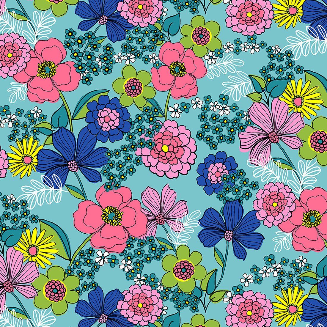 Funktionsbluse Bunt bedruckter Damen Kasack "Blumen"