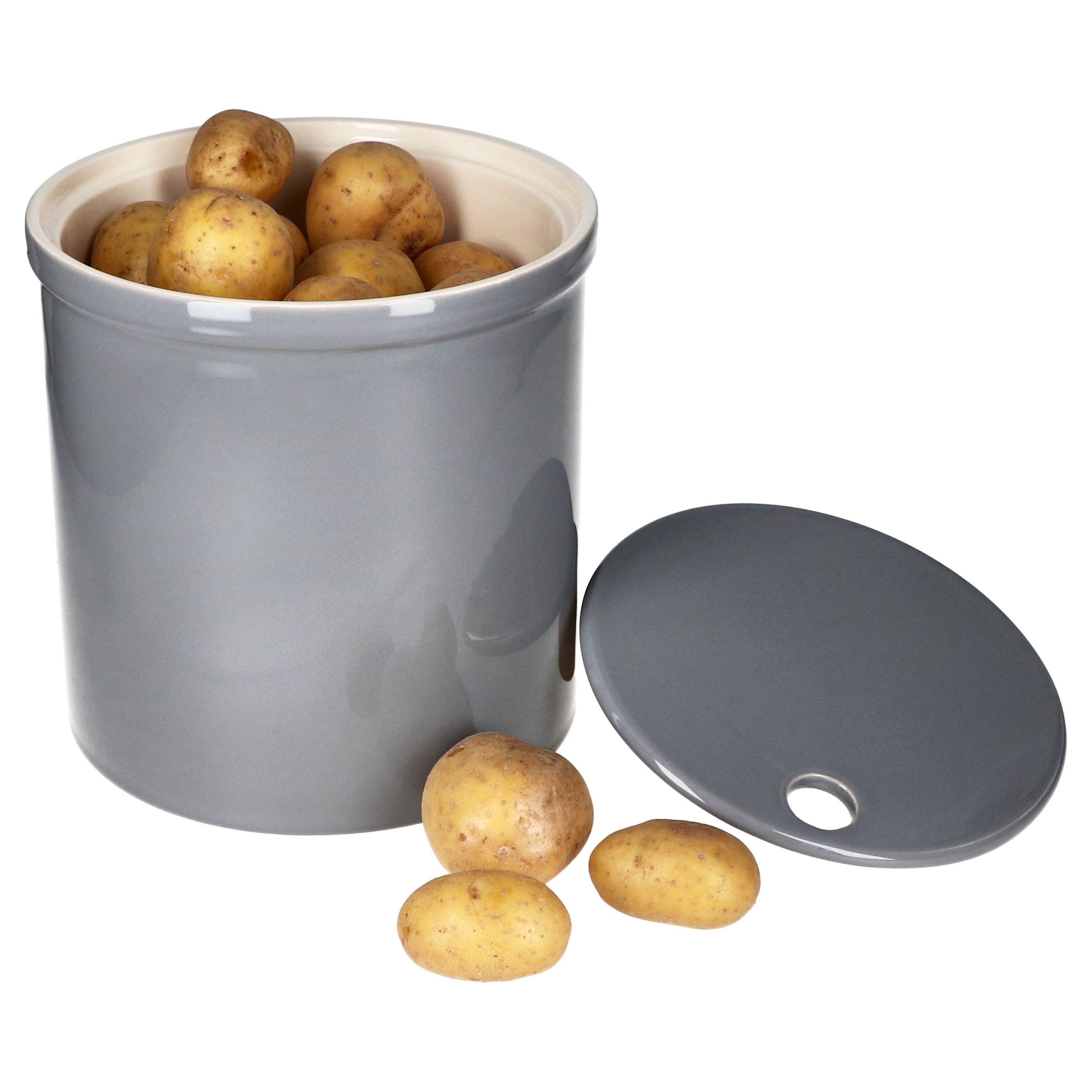 MamboCat Vorratsglas Oskar Vorratsdose Grau Kartoffeltopf mit Deckel Aufbewahrungsbox Ton, Ton