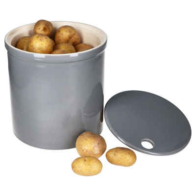 MamboCat Vorratsglas Oskar Vorratsdose Grau Kartoffeltopf mit Deckel Aufbewahrungsbox Ton, Ton