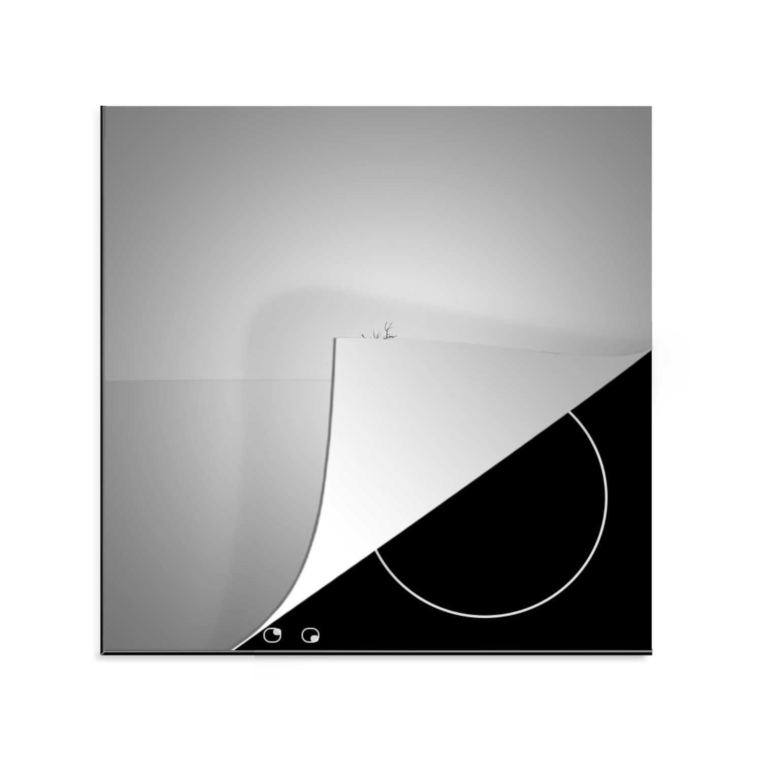 MuchoWow Herdblende-/Abdeckplatte Minimalismus Baum mit küche Vinyl, für cm, Reflexion, 78x78 Ceranfeldabdeckung, Arbeitsplatte (1 tlg)
