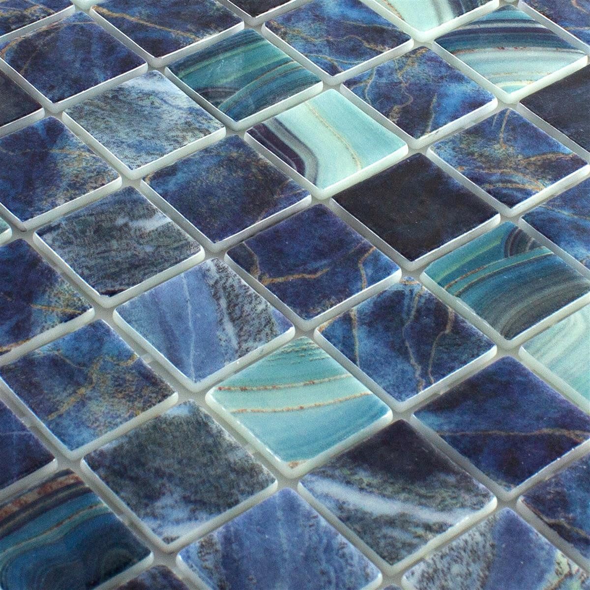 Mosafil Mosaikfliesen Glas Schwimmbad Pool Mosaik Fliesen Baltic 38x38 mm, Glas 31.600x31.600, blau-türkis, Punktverklebt - Frostsicher - Wasserdicht - Wasserfest - Rutschfest