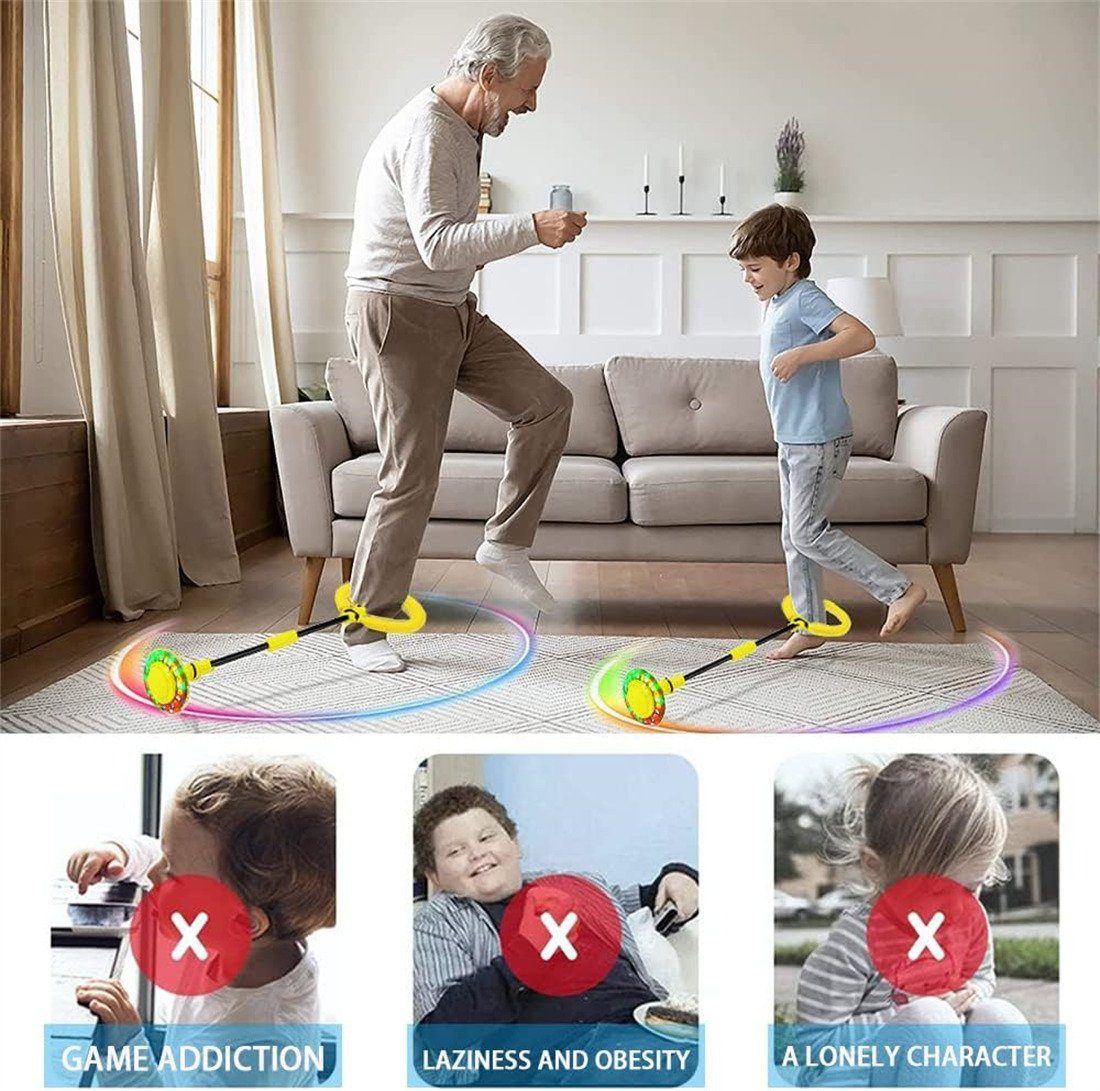 autolock Lernspielzeug Swing Wheel mit Lichtrad,Kinder Blinkender Springring,Fußkreisel, Faltbarer Springenderball,Flash Jumping Ball,Knöchelsprungball