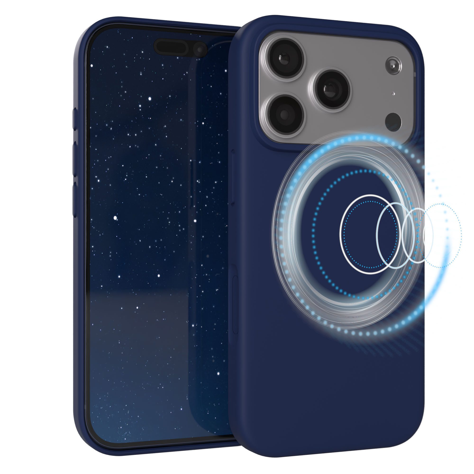 EAZY CASE Handyhülle für Apple iPhone 17 Pro Hülle Silikon 6,3 Zoll, Bumper Case MagSafe Matt Slimcover Silikonschutzhülle elastisch Blau