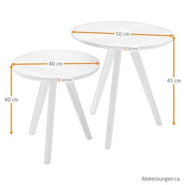 Raburg Beistelltisch Couchtisch GENNY in NATUR geölt, Asteiche massiv, rund, Landhausstil (Set, 2er Set), 2er Set, variabel einsetzbar, 40 cm & 50 Ø, Höhe: 40 cm & 45 cm