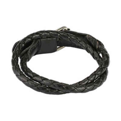 BUNGSA Armband Armband geflochten schwarz aus Kunstleder Unisex (1 Armband, 1-tlg), Bracelet Armschmuck