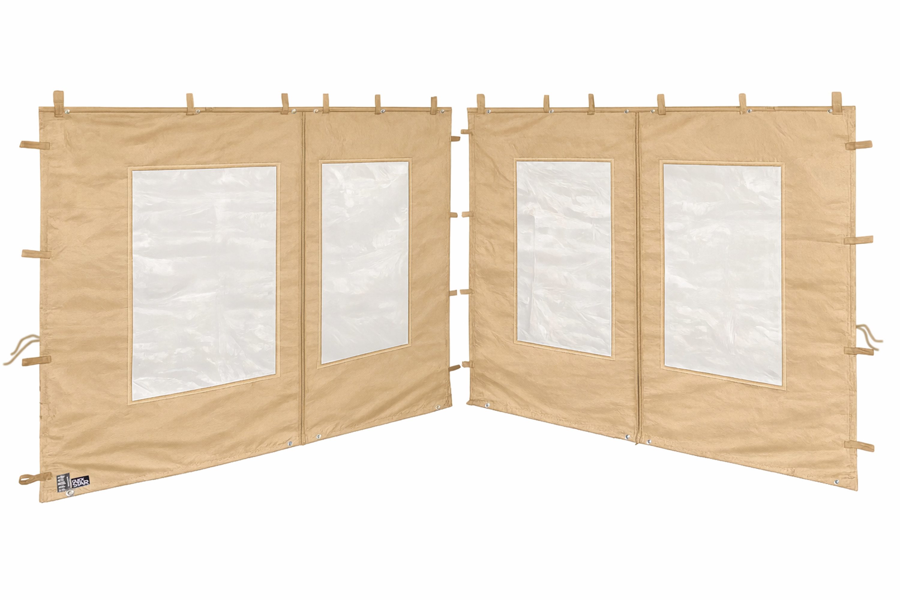 Quick Star Pavillonseitenteil 2 Seitenteile mit Fenster für Pavillon 3x3m Beige, 300x195 cm, Für Pavillons der Größe 3x3m