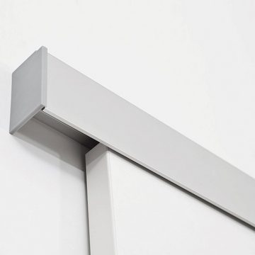 inova wohnen Doppelschiebetür 2-flügelige Holzschiebetür Weiß (inkl. Quadratgriff und Schienensystem), 151 x 203,5 cm