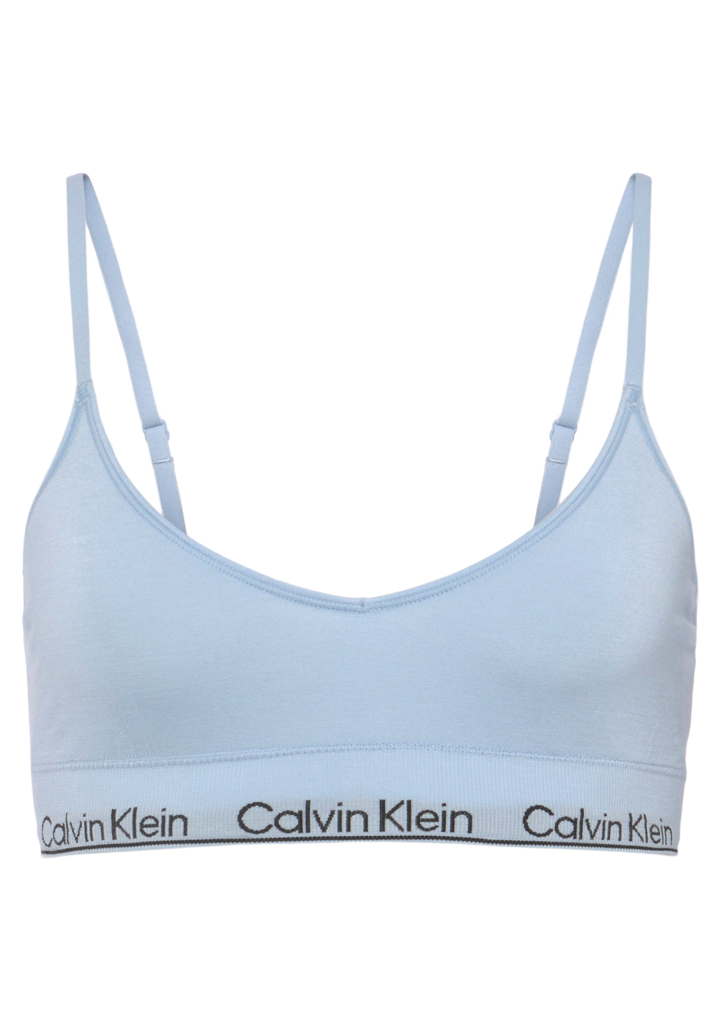 Calvin Klein Underwear mit hellblau LGHT Triangel-BH TRIANGLE LINED CK-Logoschriftzug