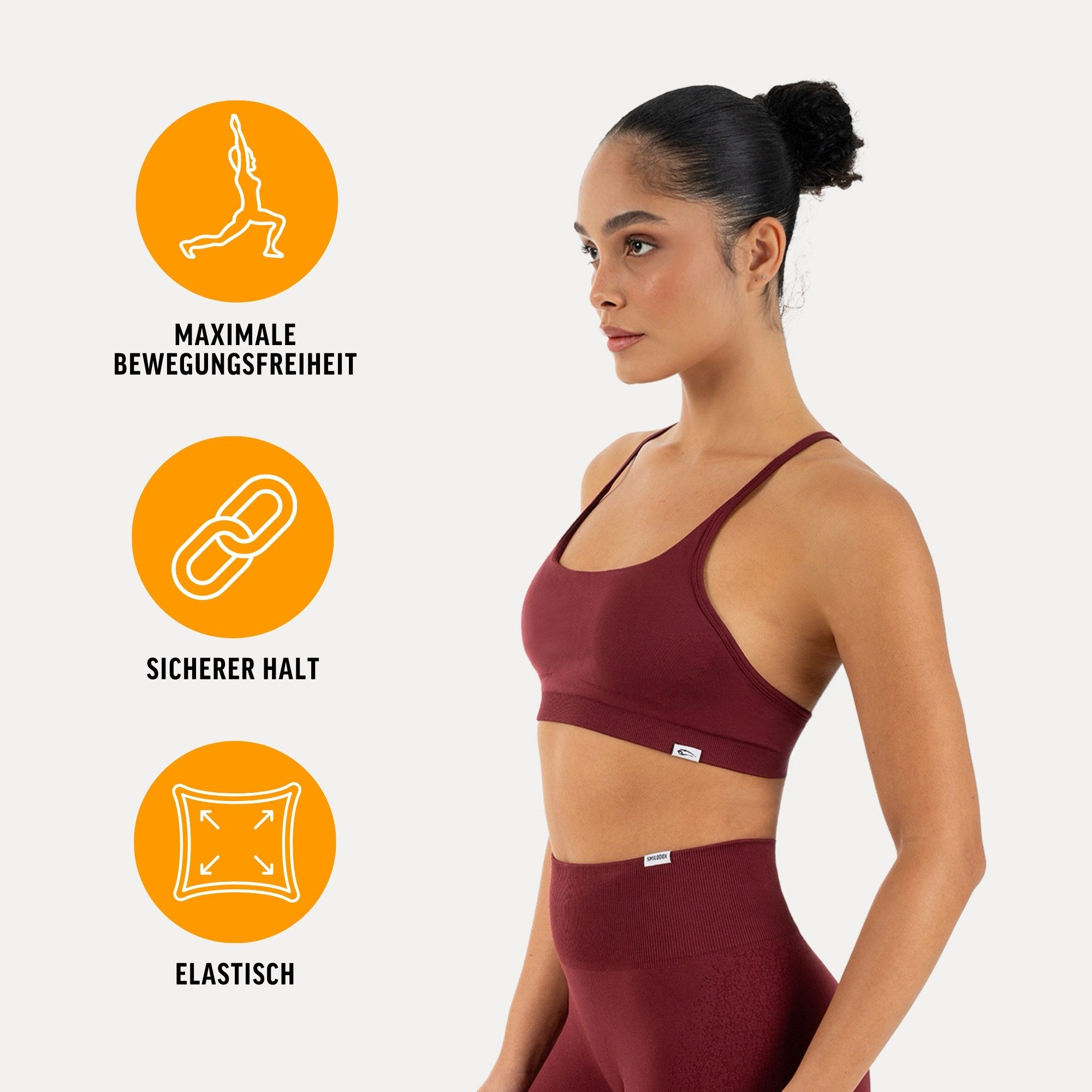 Smilodox Sport-BH Timea, Bustier Damen, Shaped Fit, Fitness Bra, Gym & Freizeit Racerback, Rippbund, elastisch, weiches Material, Stretch