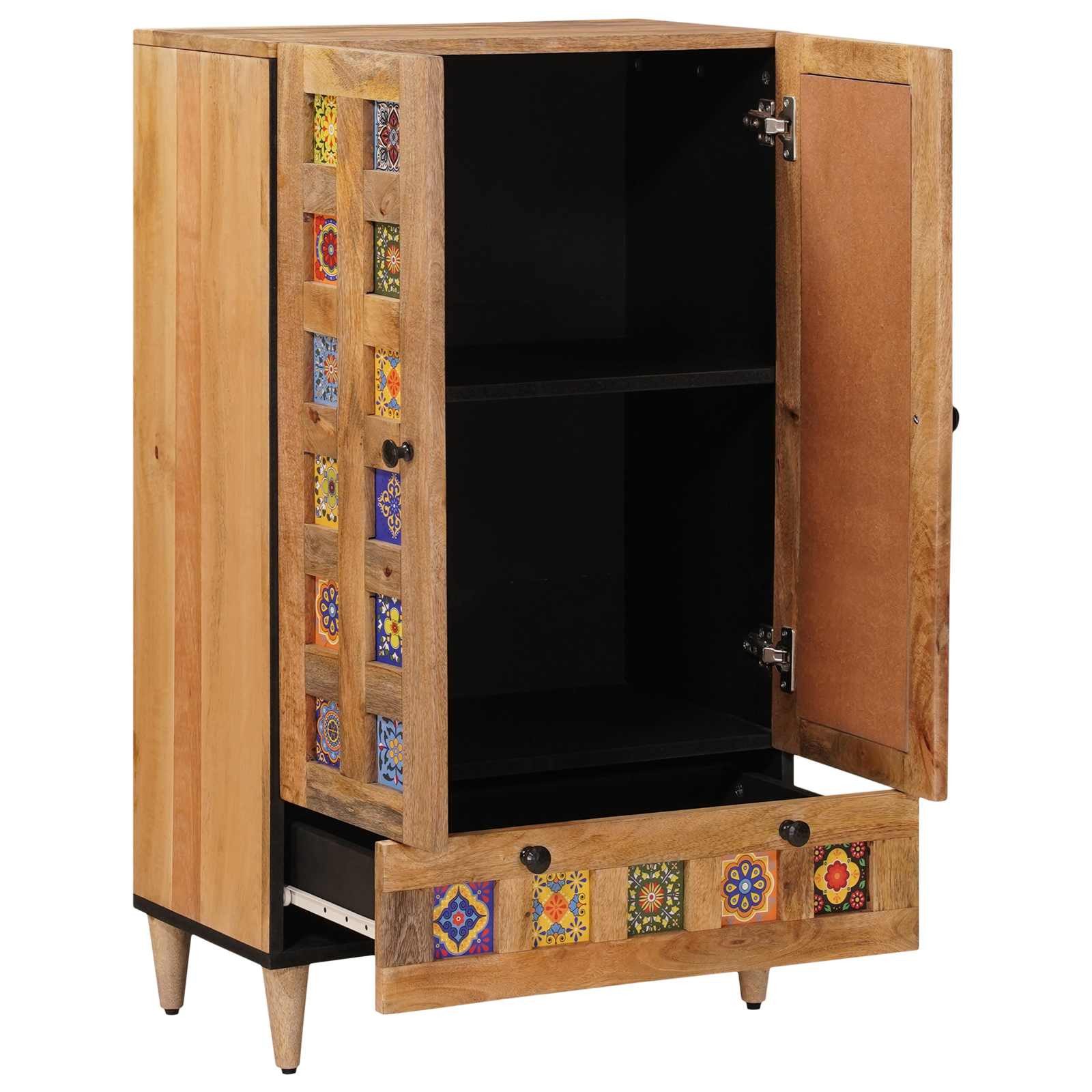 vidaXL Highboard Highboard Natur 60 x 33,5 x 100 cm Massivholz (1 St)