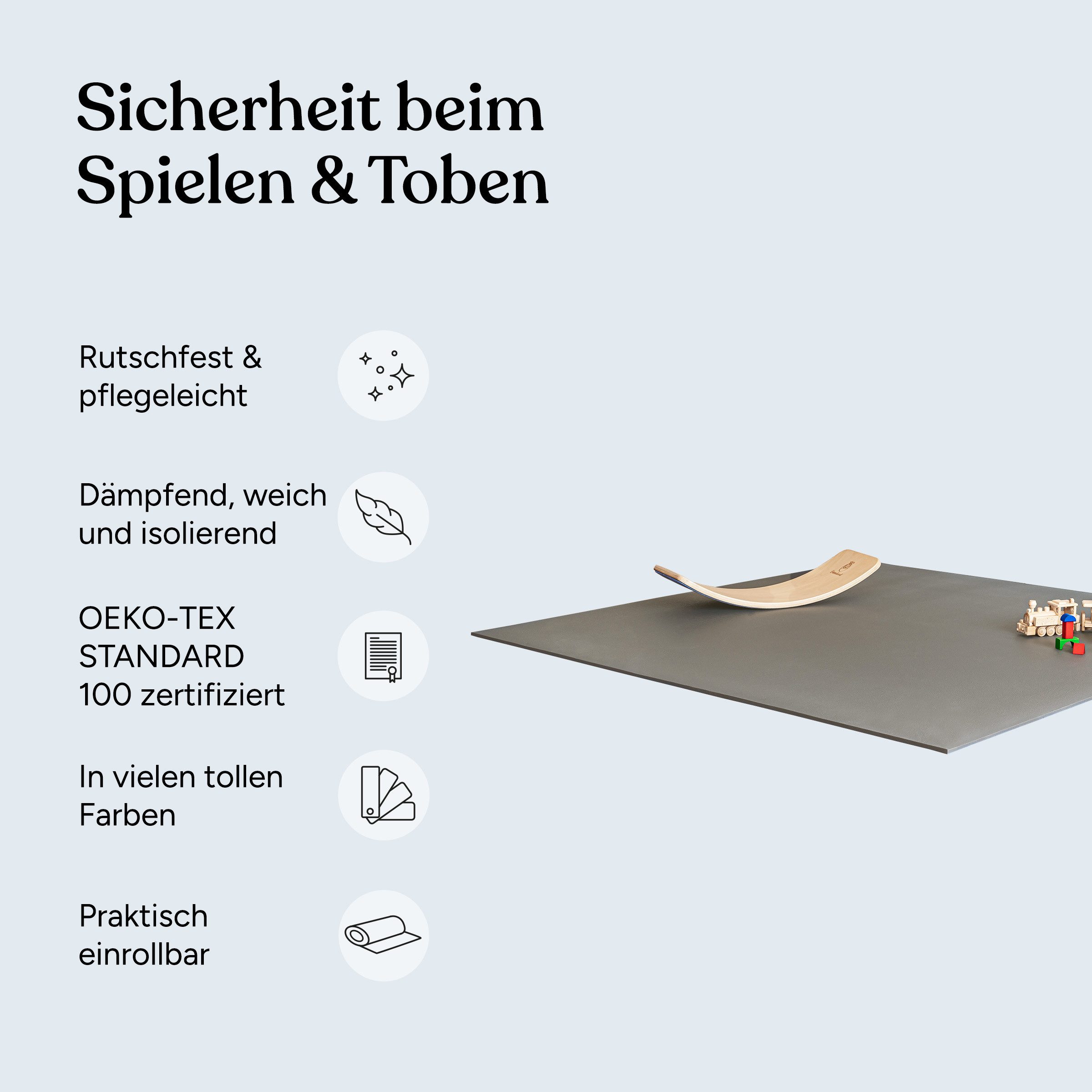 Ehrenkind Spielmatte Krabbelmatte Pro, rutschfeste Babymatte, Spielmatte (Exzellenter Schutz beim Spielen & Toben, Warm, isolierend & weich, 180x120 cm), Extra dick und soft, Made in Germany, Oeko-Tex 100, Spielmatte Baby