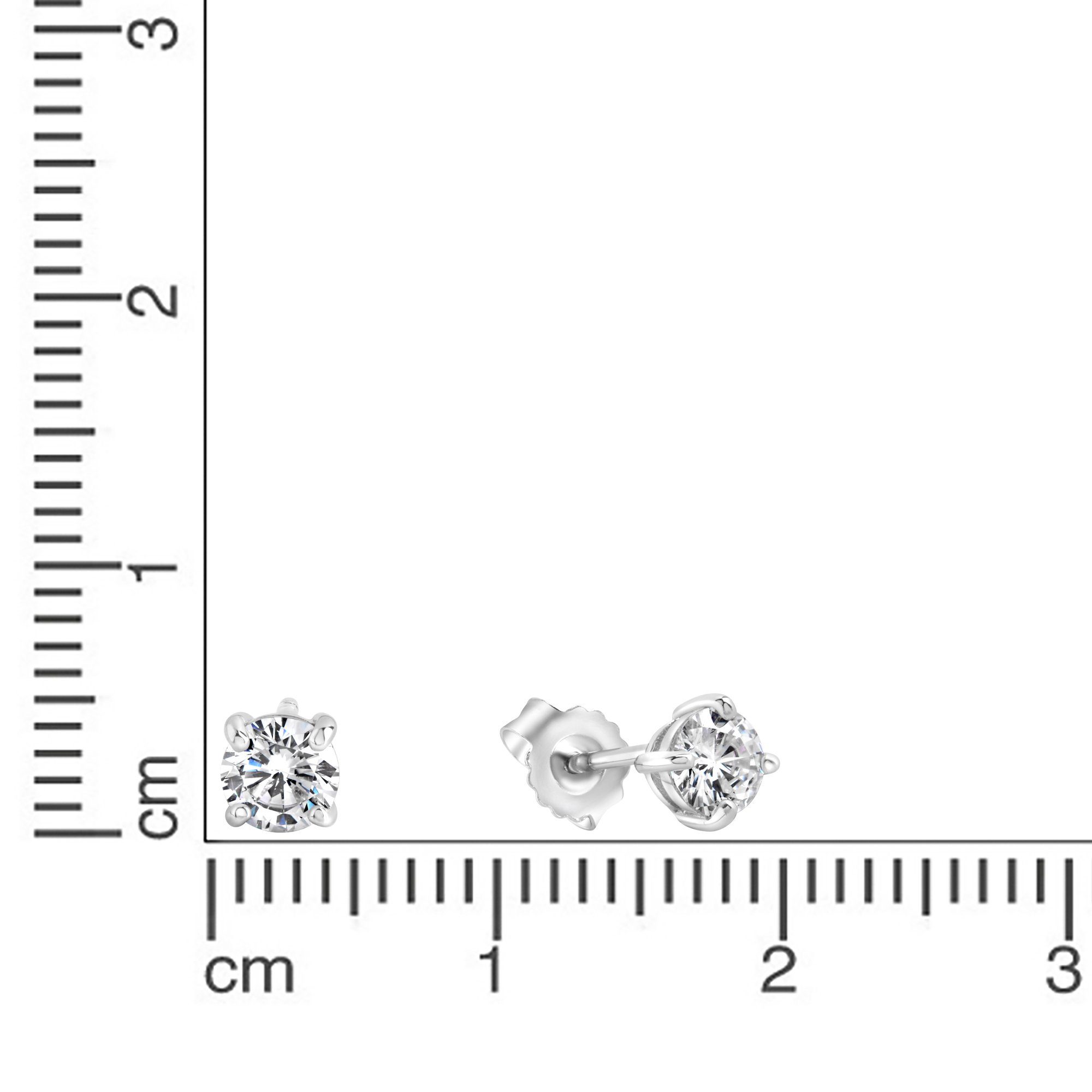 Zeeme Paar 925 Ohrstecker Sterling rhodiniert Zirkonia Silber