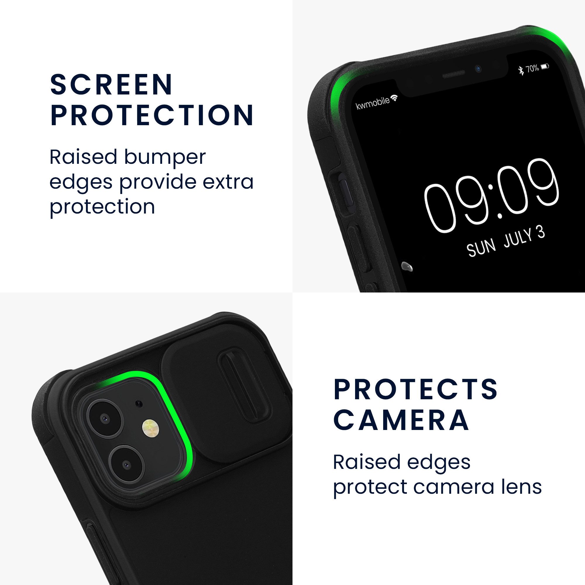 kwmobile Handyhülle Handyhülle für Apple iPhone 12, Hardcase mit Kameraschutz - Bumper in Schwarz