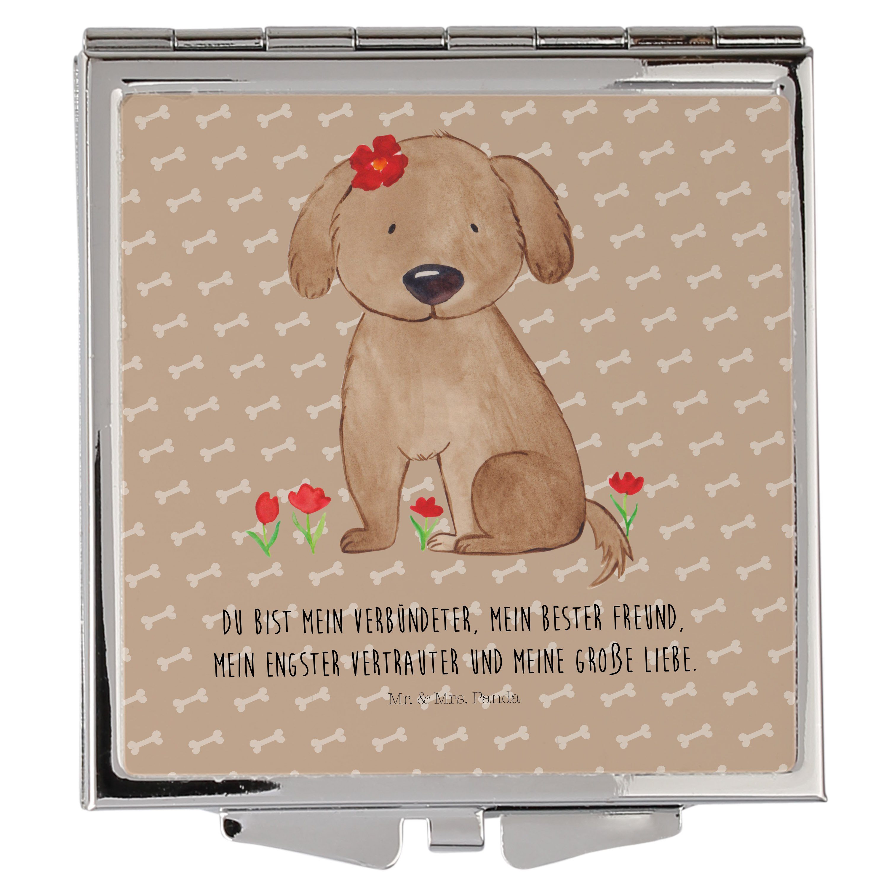 Mr. Liebe, Mrs. & Panda Kosmetikspiegel Hundedame Schminkspiegel, Hund - - Geschenk, (1-St) Hundeb Hundeglück