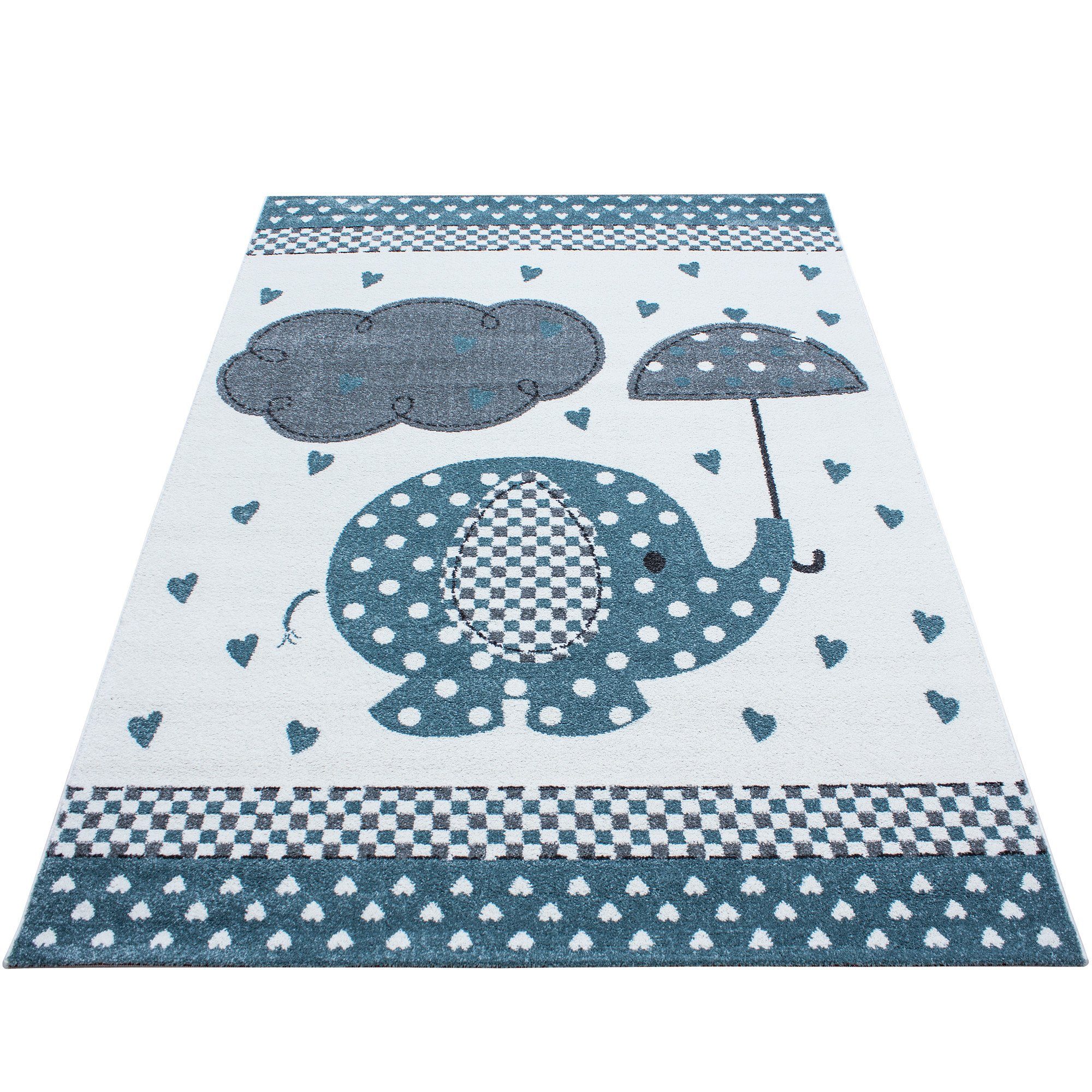 Kinderteppich für Spiel-Kinderzimmer Elefanten-Design für Jungs und Mädchen, Stilvoll Günstig, Rechteck, Höhe: 11 mm