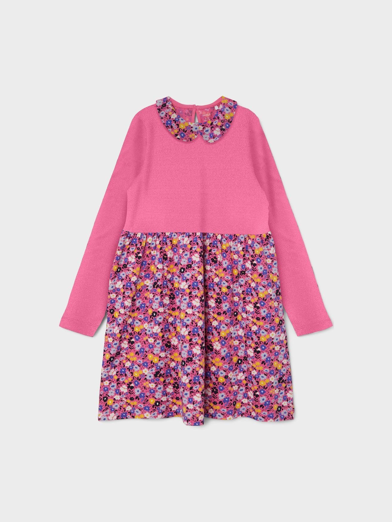 Name It Spitzenkleid Kinder Print Kleid für Mädchen Freizeit Langarm Dress NKFODNIA (lang) 5116 in Pink | 